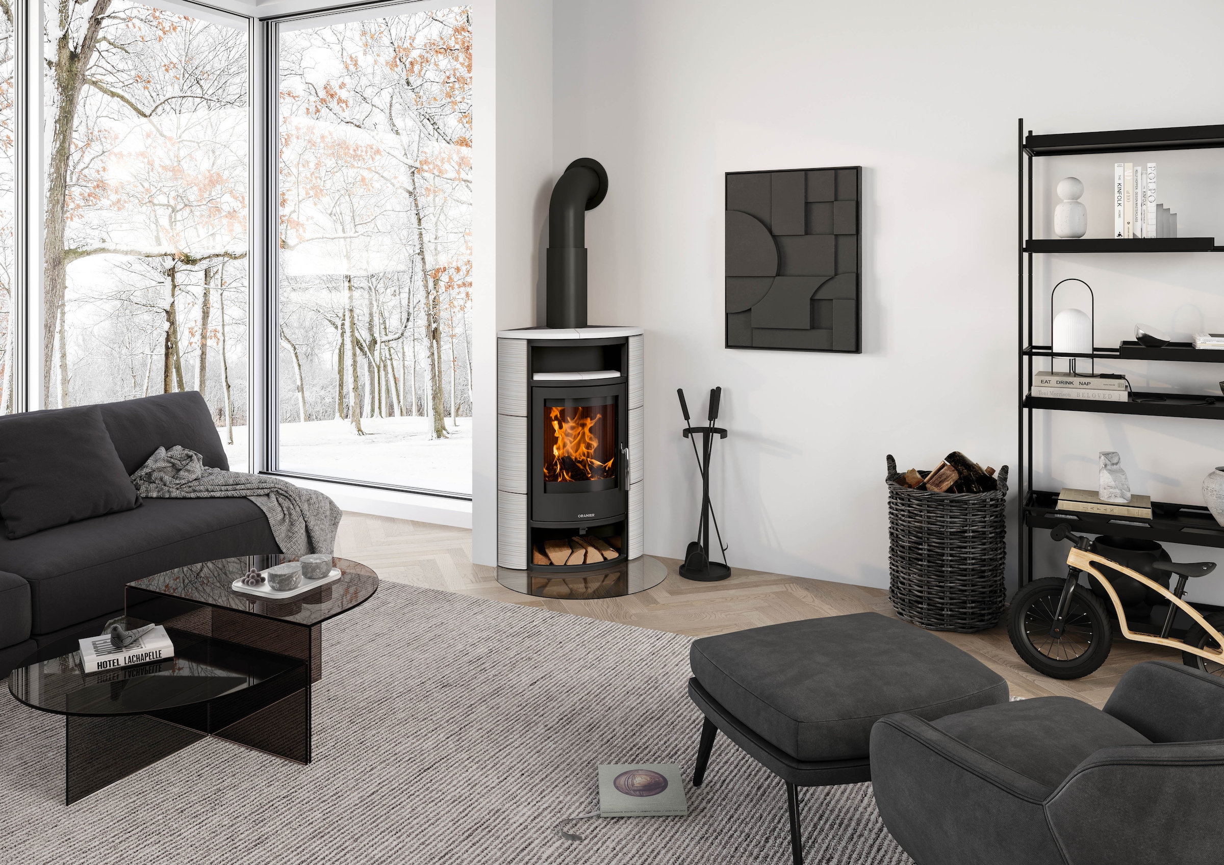 Oranier Kaminofen »»Polar Eck« Seidenweiß«, Eck-6,5 kW