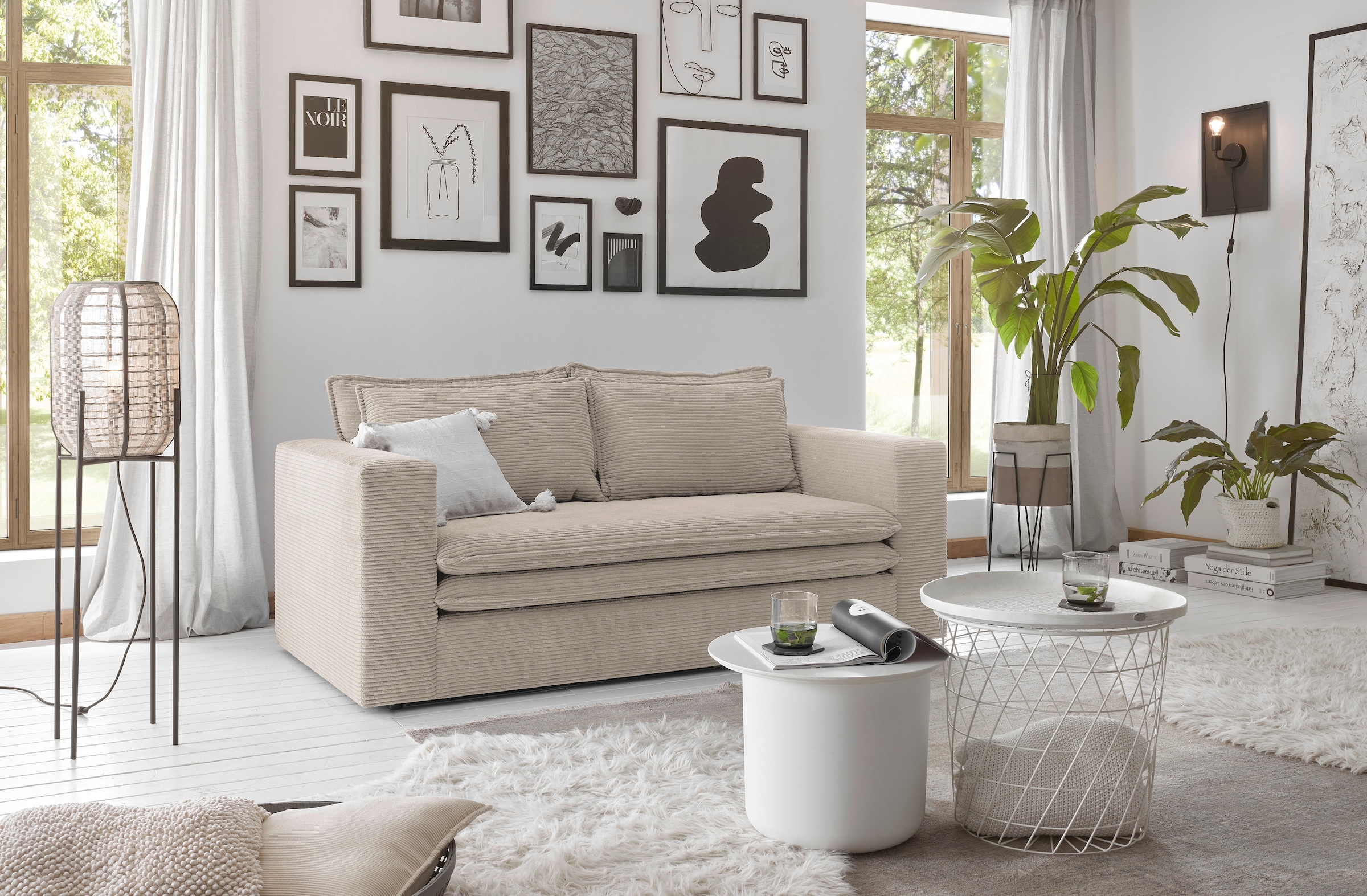 Places of Style 2-Sitzer »PIAGGE«, Hochwertiger Cord mit weicher Velours-Struktur