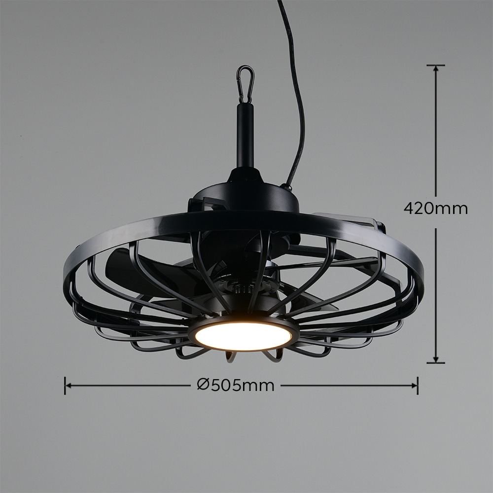 REALITY Leuchten LED Deckenleuchte »OSLO mit Ventilator, Deckenventilator mit Hängevorrichtung + 3m Kabel« LED-Board 1 Stk. Farbwechsler | warmweiß - kaltweiß outdoortauglicher Ventilator IP44 für Garten, Terrasse oder Bad Ø 51cm