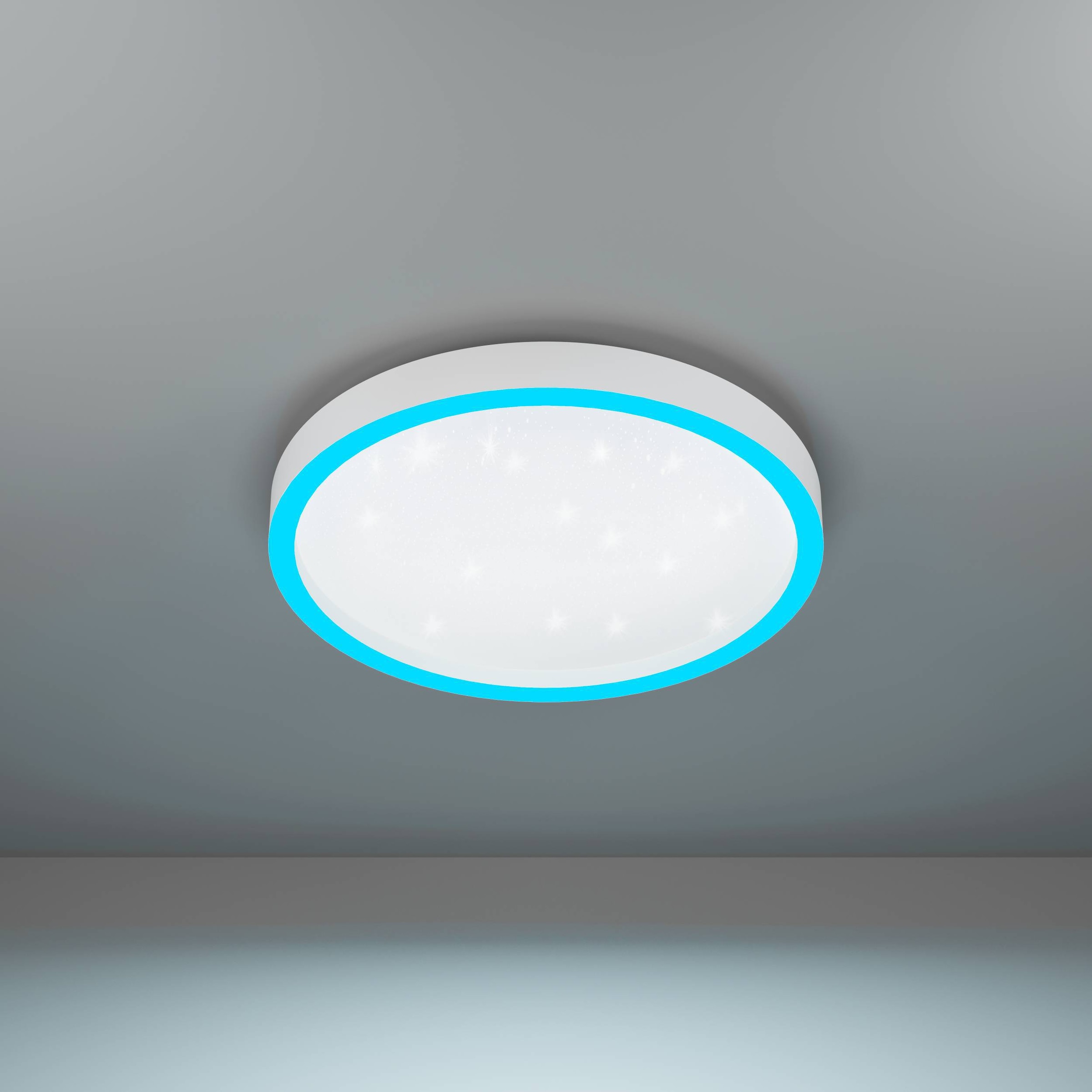 EGLO Deckenleuchte »Montemorelos-Z Deckenlampe, ZigBee 3.0, Kristall-Effekt, Flurlampe« LED-Modul 1 Stk. Kaltweiß | RGB Wand-/Deckenleuchte - H5 x Ø42 cm - weiß - 17,8W inkl.