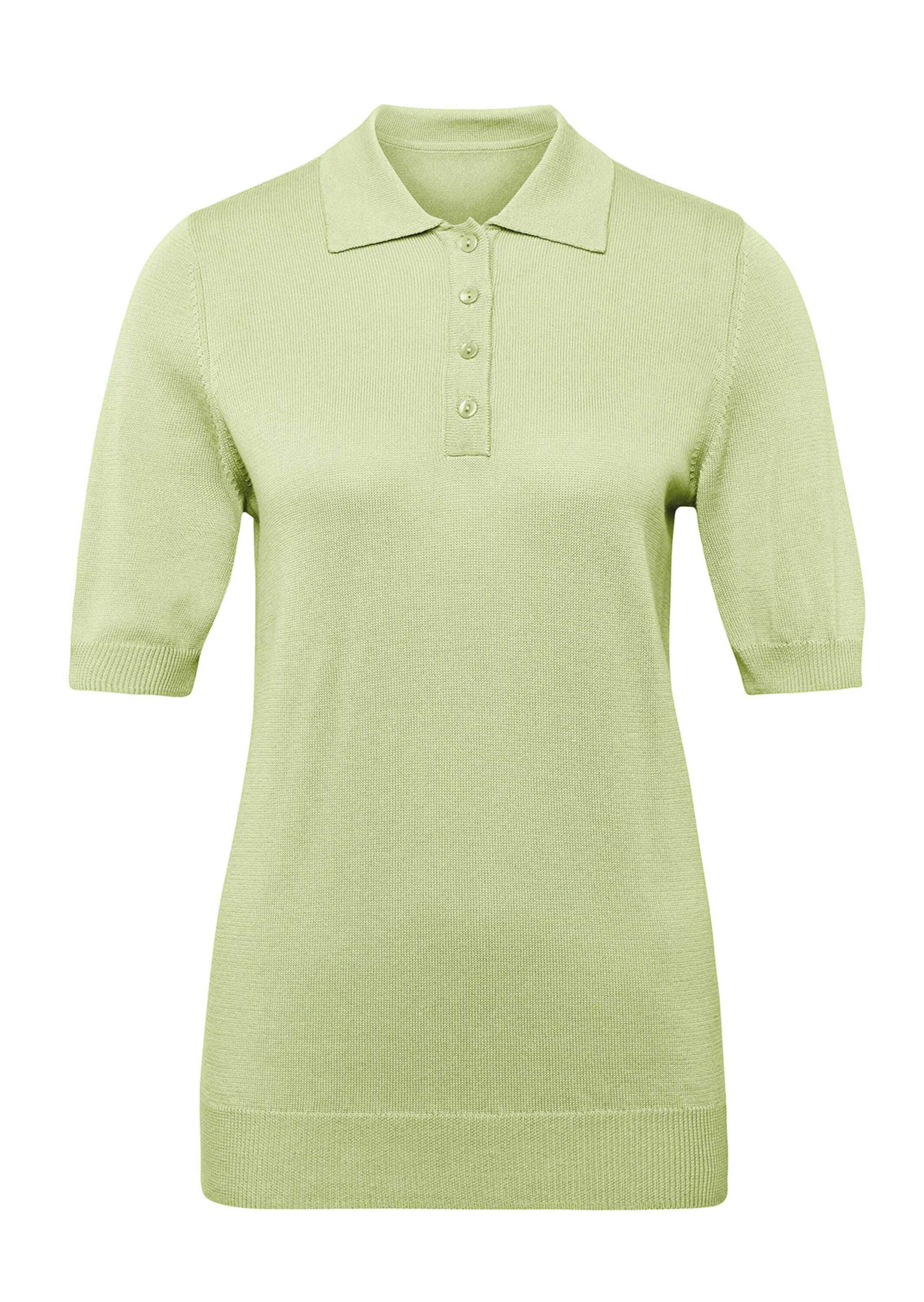 GOLDNER Kurzarmpullover "Kurzgröße Hemdkragenpullover mit Knopfleiste" Ohne