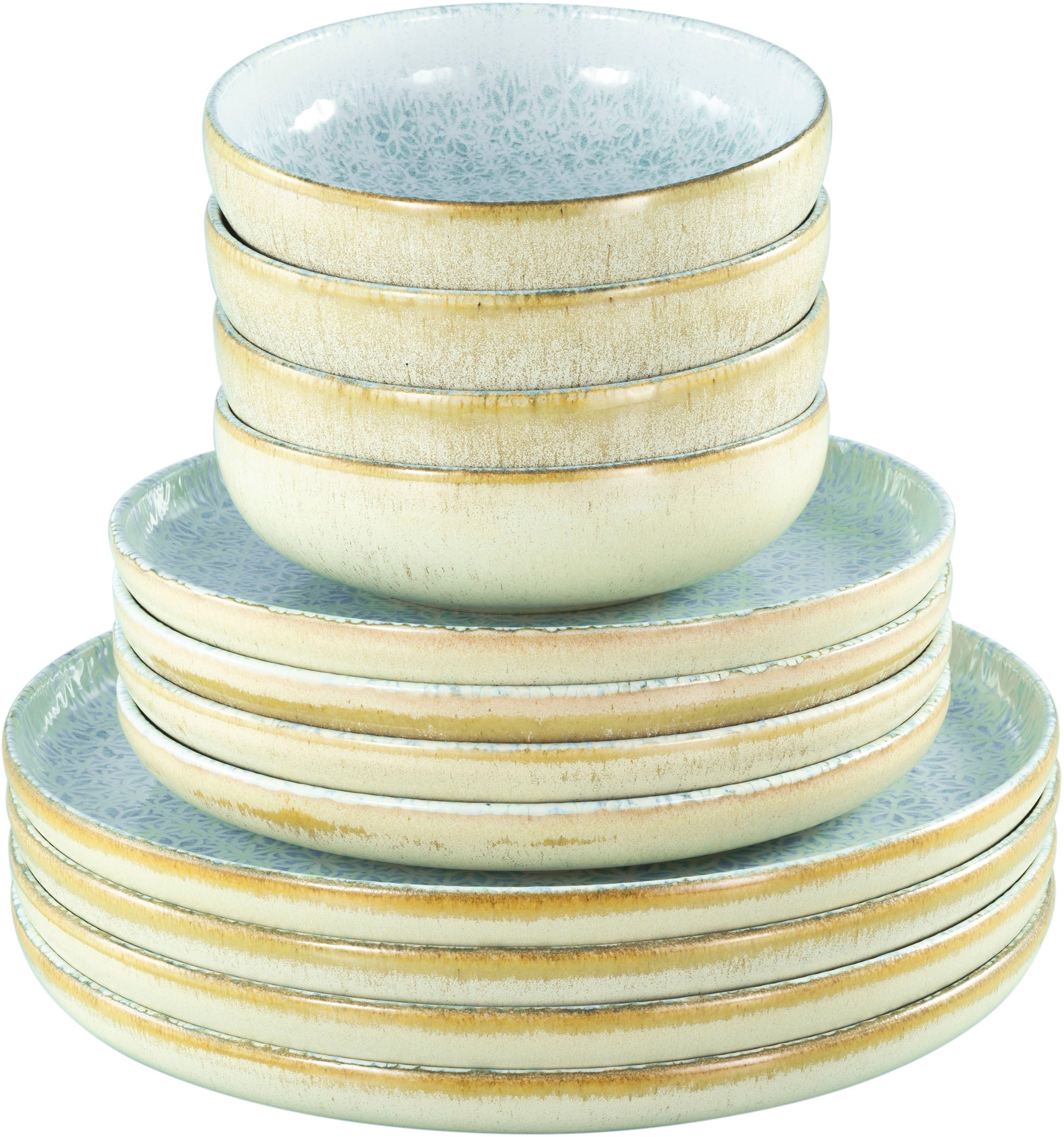 CreaTable Teller-Set »Uno Emiliana, Tellerset 12-tlg«, (Set, 12 tlg.), Shabby Look, Vintage Style