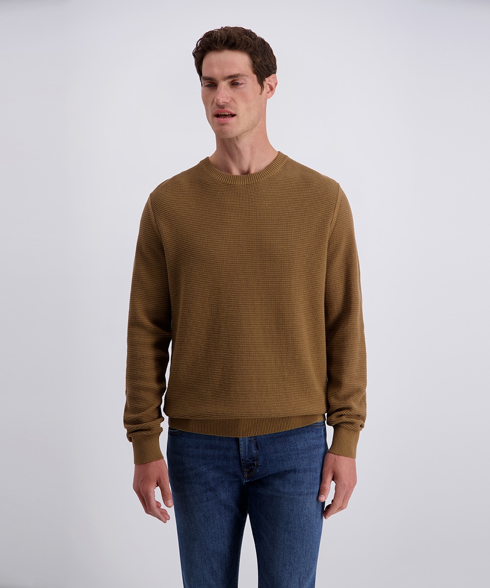 Pierre Cardin Rundhalspullover mit Waffelstruktur- Muster