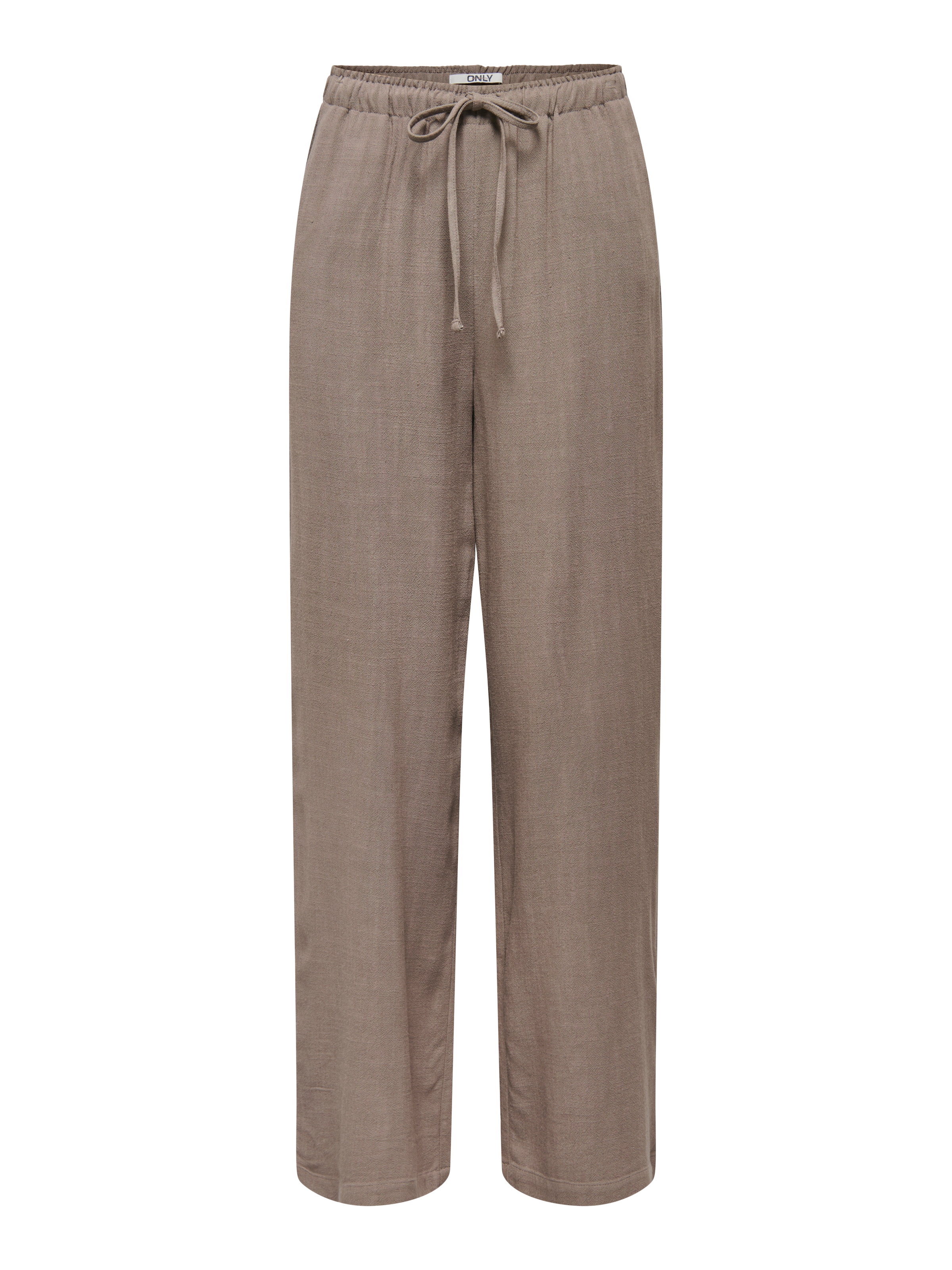 Schlupfhose ONLY "ONLSIESTA MW PULL-UP LINEN BL PNT NOOS", Damen, Gr. XL, Länge 30, walnut, Web, Obermaterial: 80% Viskose, 20% Leinen, unifarben, straight fit normal, Hosen Schlupfhose, Viskosemischung