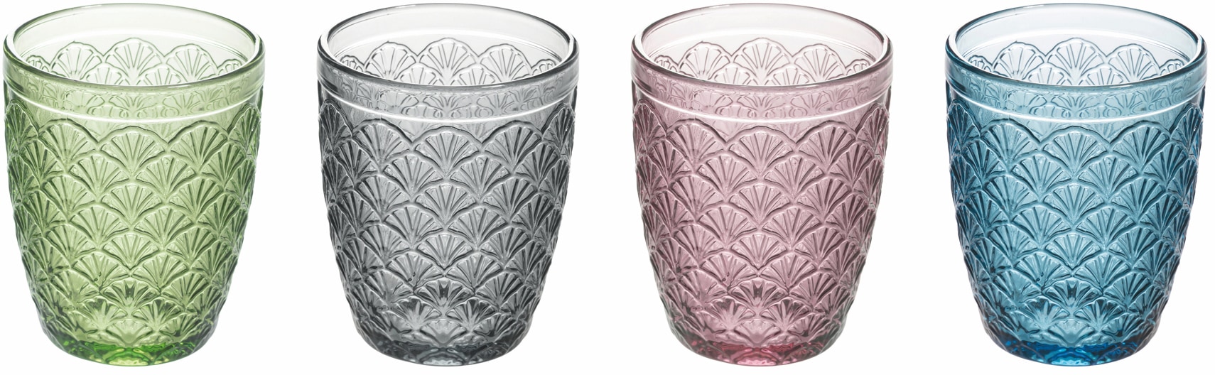 Villa d'Este Gläser-Set »Deco«, (Set, 4 tlg.), Wassergläser-Set, 4-teilig, Inhalt 240 ml