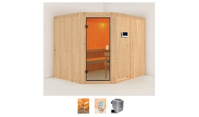 welltime Sauna »Helena«, (Set), 9-kW-Bio-Ofen mit ext. Steuerung, mit 6-tlg. Zubehörset kaufen
