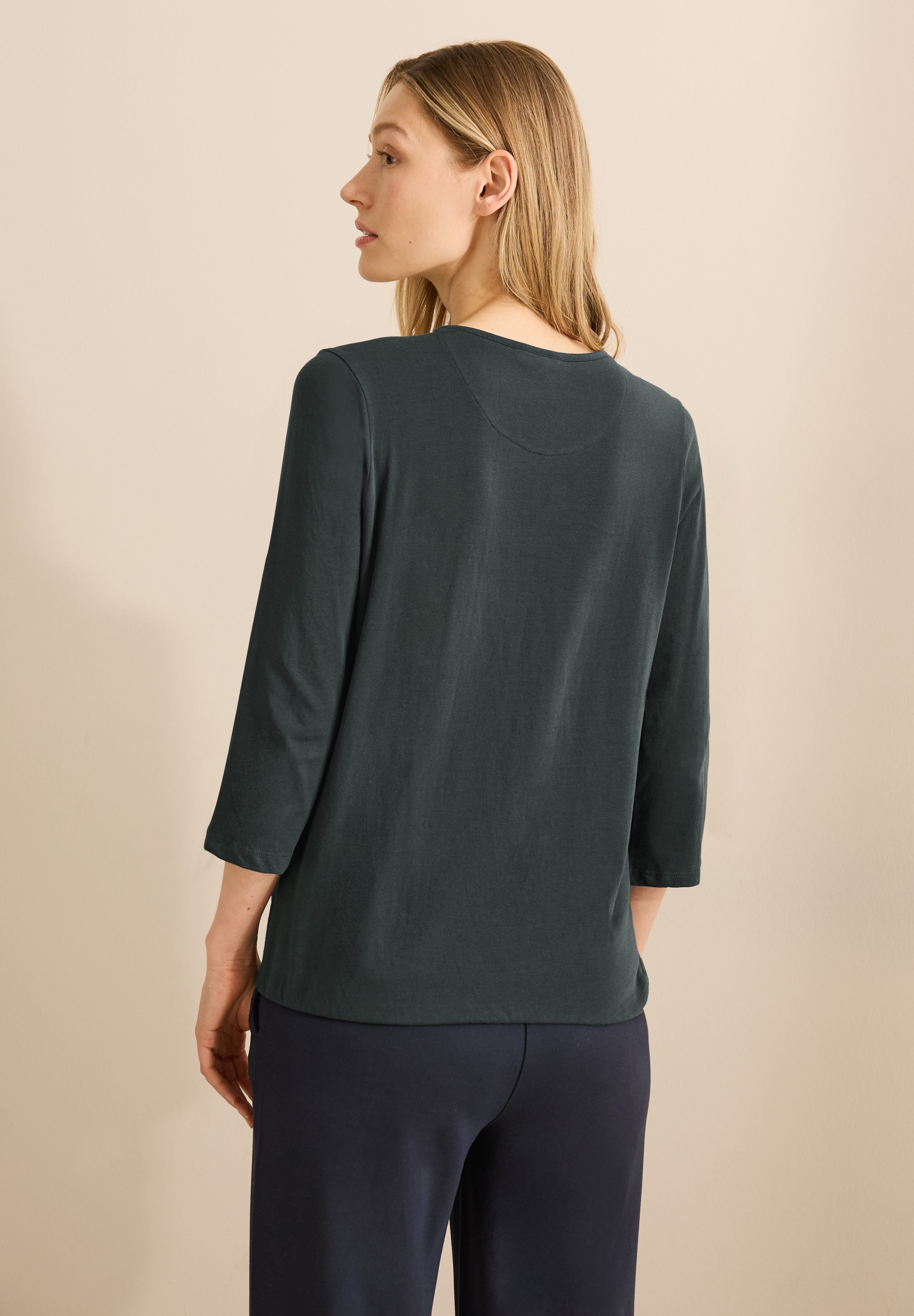 Cecil 3/4-Arm-Shirt, mit geschlitztem Rundhalsausschnitt