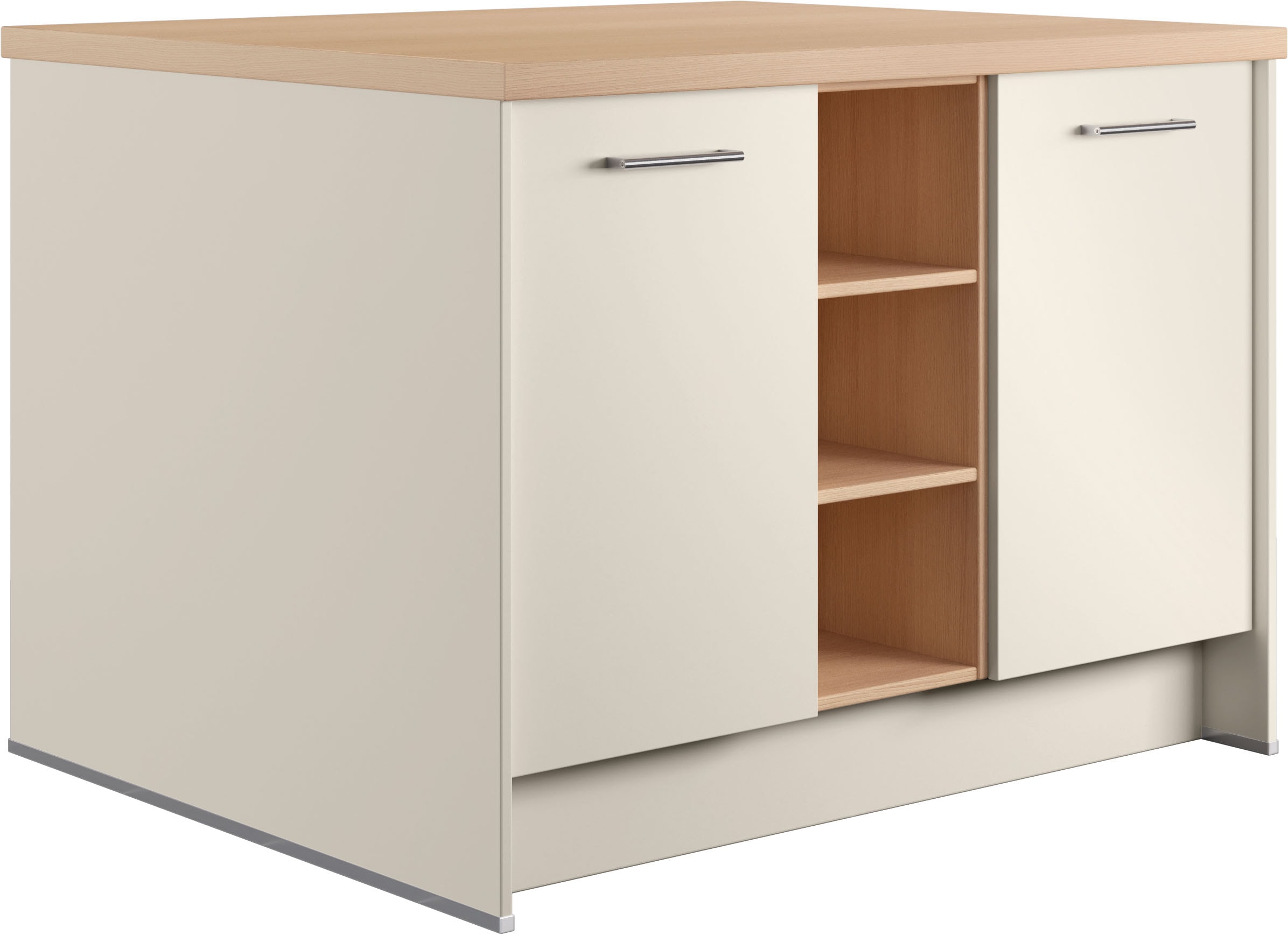 IMPULS KÜCHEN Kücheninsel "Kopenhagen, flexibel stellbar" Set, vormontiert, mit integriertem Sitzplatz auf einer Seite, Breite 123 cm