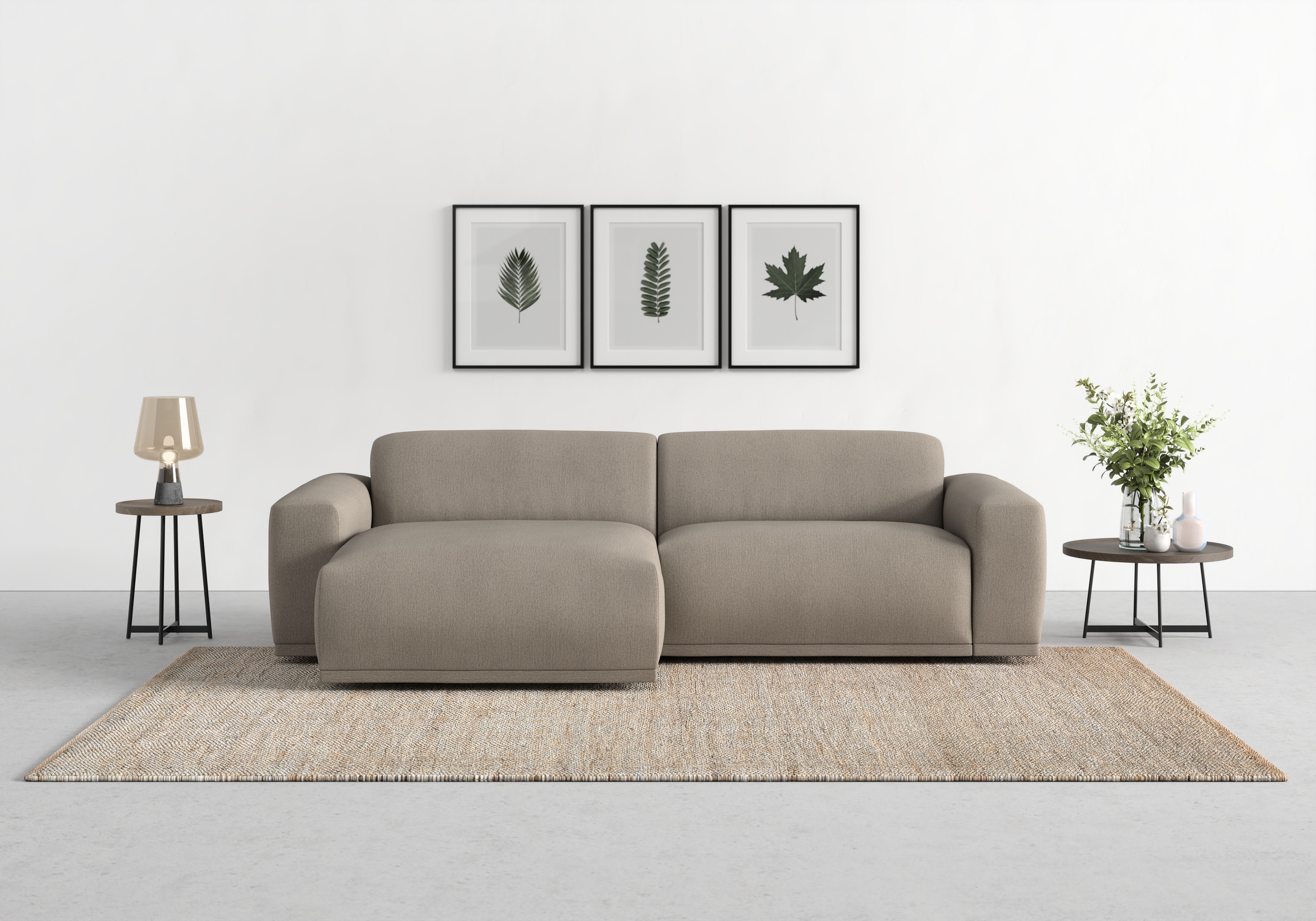 TRENDMANUFAKTUR Ecksofa "Braga, mit hochwertigem Kaltschaum, L-Form, Japandi-Design" modernes Sofa, Couch mit hohem Sitzkomfort, 255/72/160 cm (B/H/T)