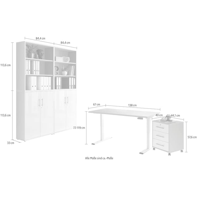 BMG Möbel Büromöbel-Set »Tabor«, (Set, 6 St.), mit elektrisch  höhenverstellbarem Schreibtisch bestellen | BAUR
