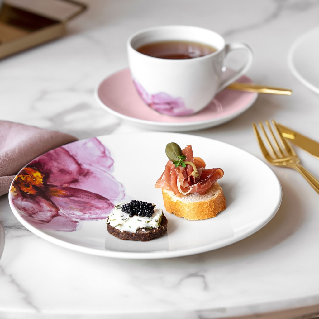 Villeroy & Boch Tasse »Kaffeetassen mit Untertassen Rose Garden 160 ml 6er Set rosa«