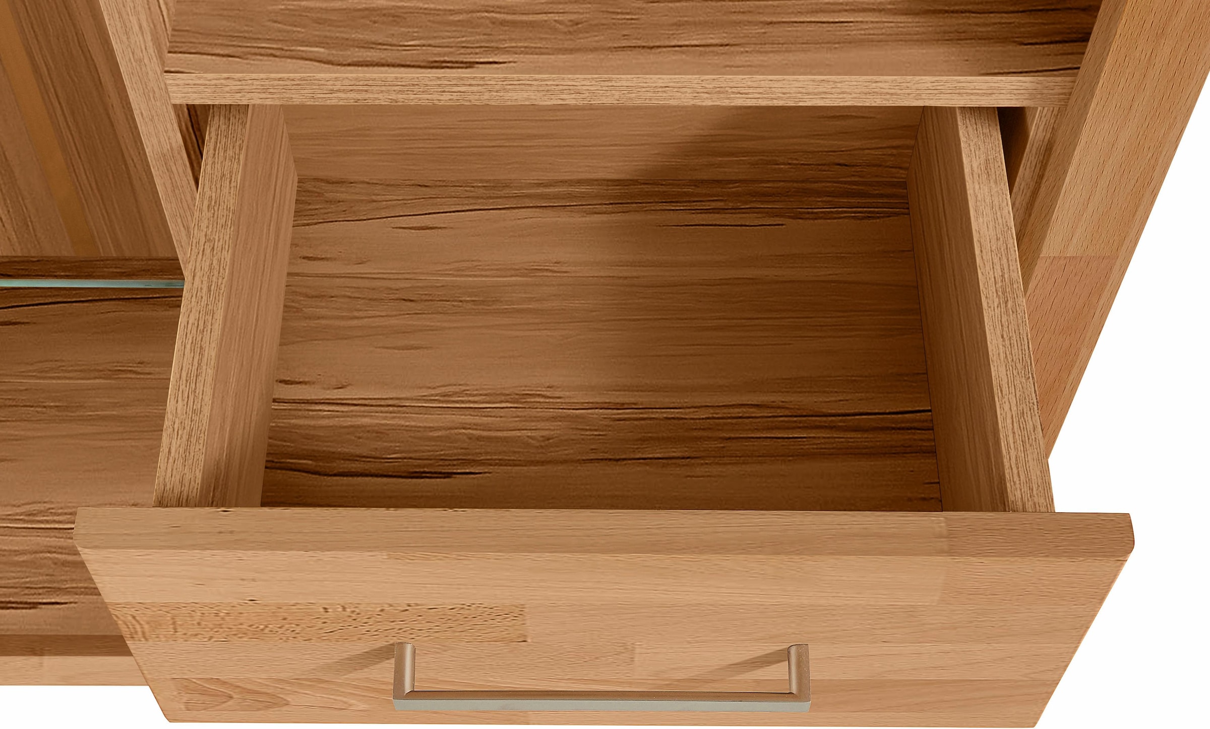 Home affaire Highboard »Ribe,130cm breit145cm hoch,Fronten Massivholz,12 Fächer«, Korpus aus Holzwerkstoff, Metall Griffe,Böden versetzbar