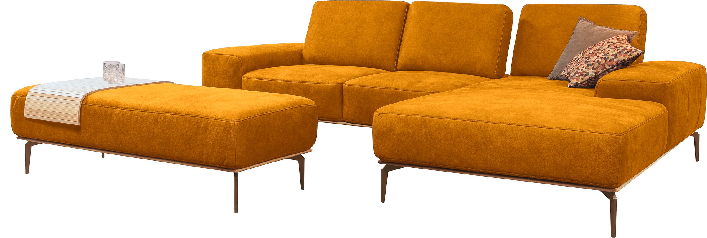Thumbnail - W.SCHILLIG Ecksofa "run, Designsofa mit tollem Sitzkomfort, bequem, L-Form" mit Holzsockel, Füße in Bronze pulverbeschic...
