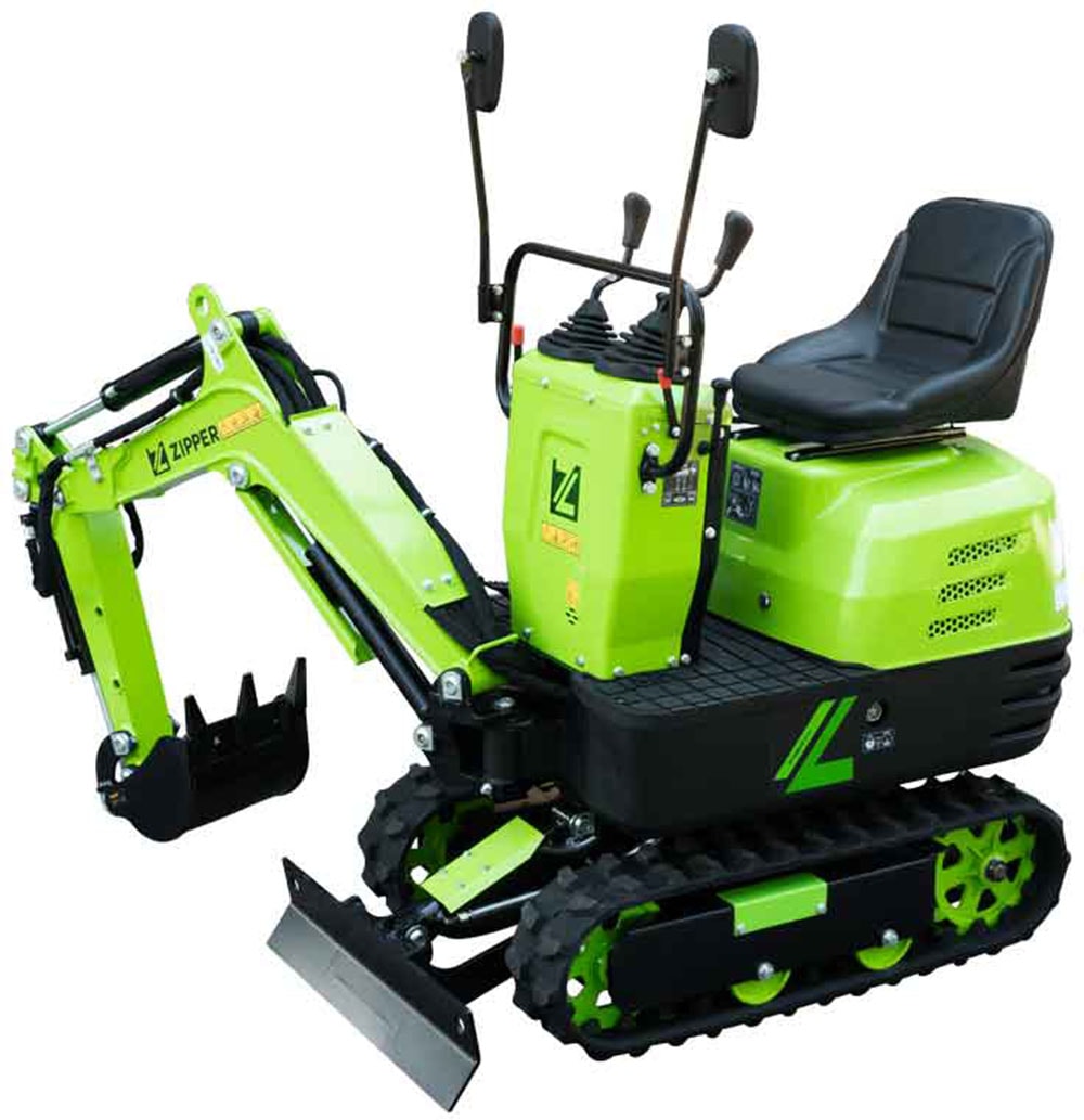 ZIPPER Minibagger Set,  6,3 kW Benzinmotor mit Elektrostarter