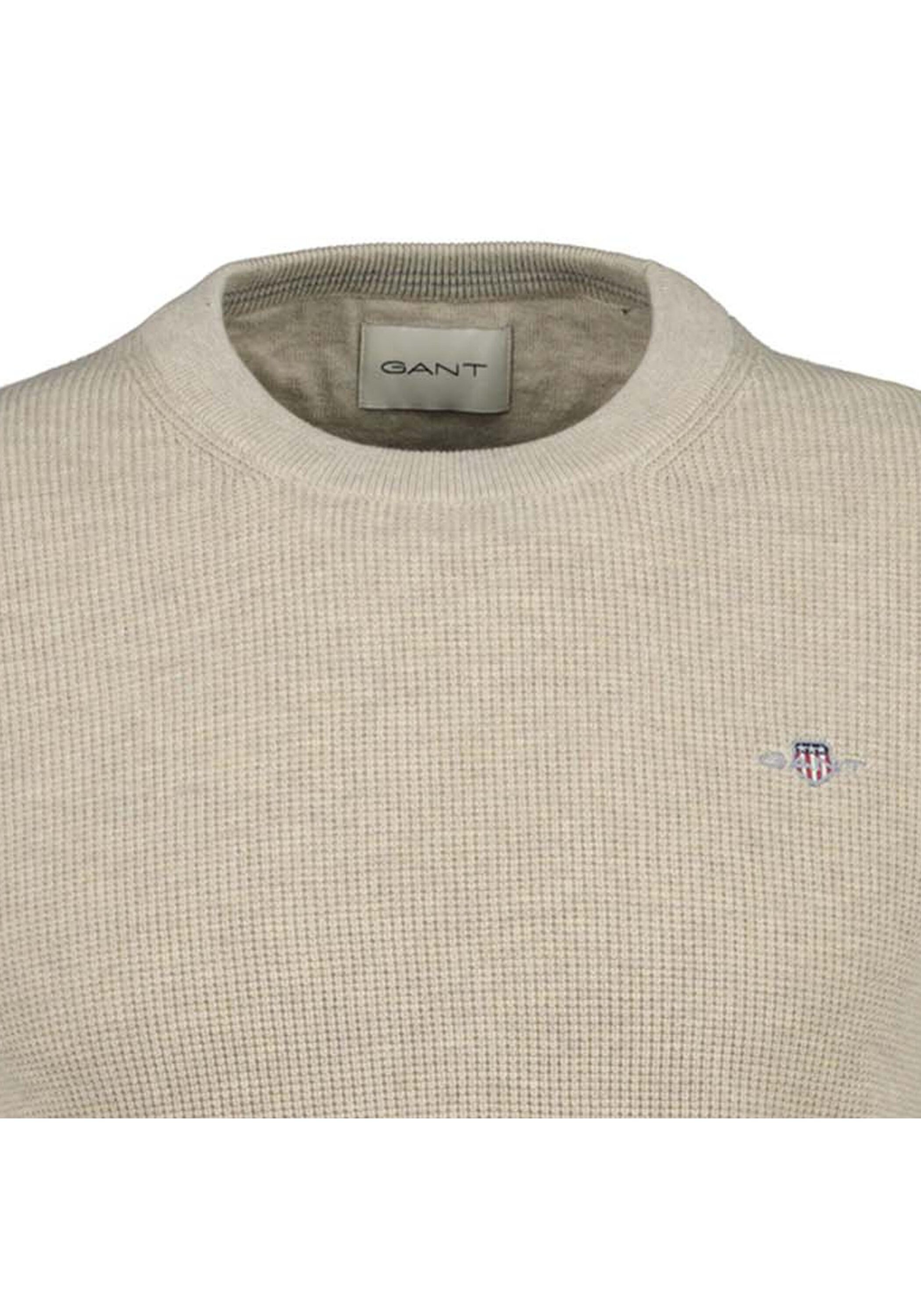 Sweater GANT "Strickpullover MICRO TEXTURED COTTON C-NECK 1er Pack", Herren, Gr. L, beige, Obermaterial: 100% Baumwolle CO., Sweatshirts Sweater 4