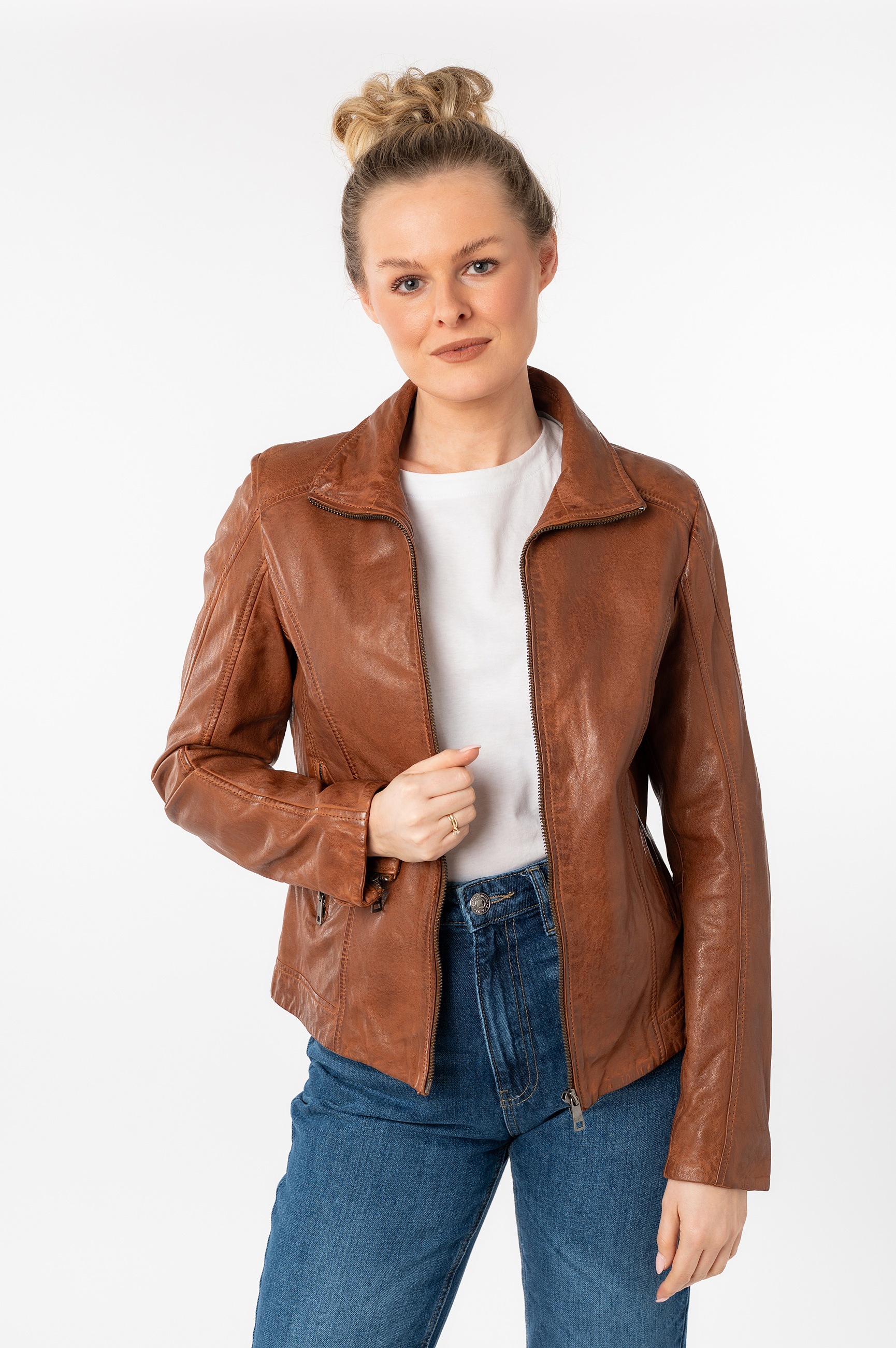 Mauritius Lederjacke "MWJolah", mit Umlegekragen und gesteppter Rückenparti günstig online kaufen
