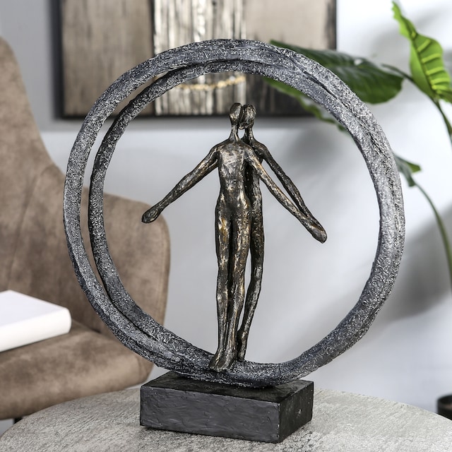 Casablanca by Gilde Dekofigur »Skulptur Paar im Ring,  bronzefarben/schwarz«, bronzefarben/grau/schwarz, Polyresin kaufen | BAUR