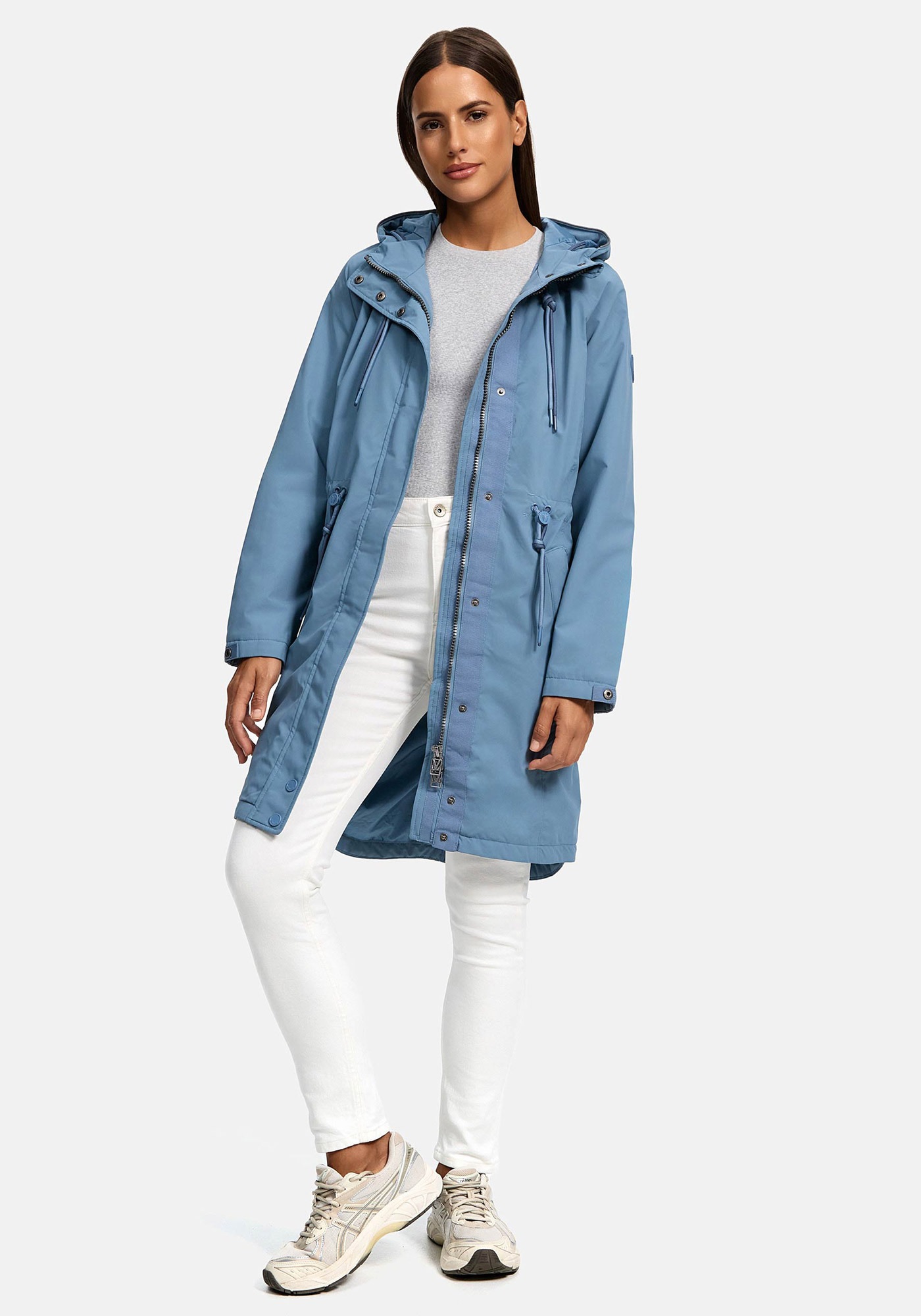 Outdoorjacke MARIKOO "Megumii", Damen, Gr. M, blau (powder blau), Obermaterial: 100% Polyester; Innenseite: 100% Polyester; Futter: 100% Polyester; Wattierung: 100% Polyester, Jacken Outdoorjacke, mit weichem Teddyfell innen 3