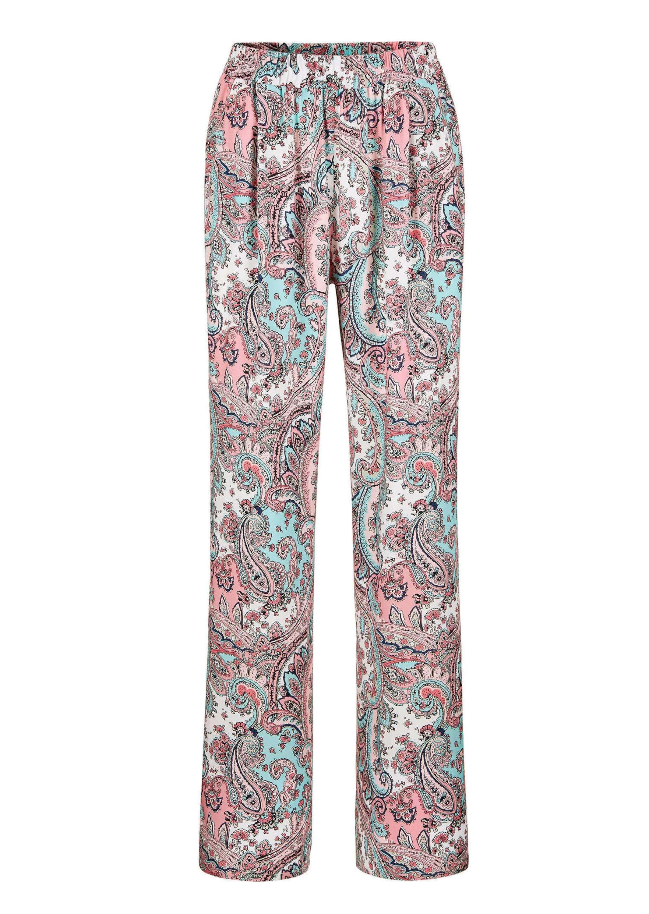 GOLDNER Stoffhose "Kurzgröße Lange Viskose Schlupfhose mit Paisley-Print und weitem Bein" Stecktaschen