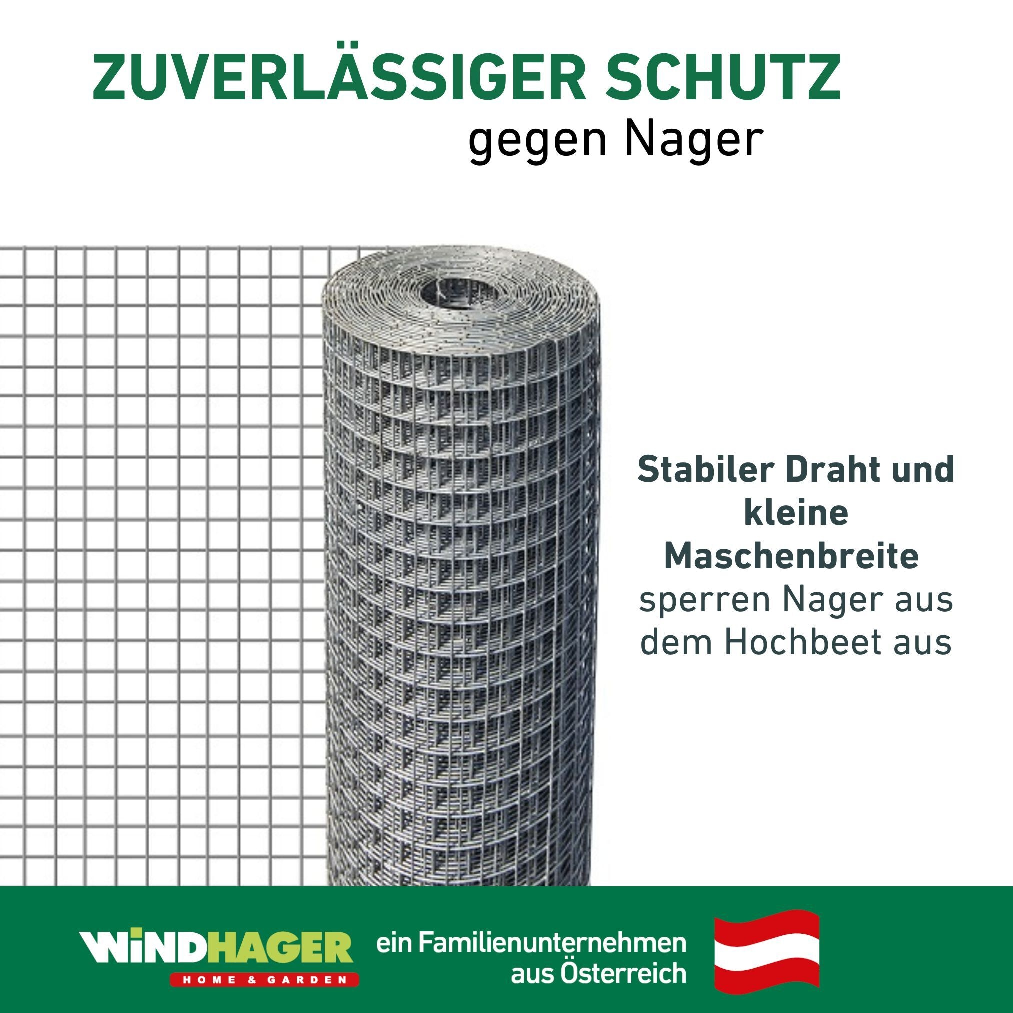 Windhager Mäusegitter »für Hochbeete, Wühlmausschutz aus 0,55 mm Stahldraht« zuverlässiger Schutz gegen Nager, Wühlmausgitter 2,1 x 1,1 m
