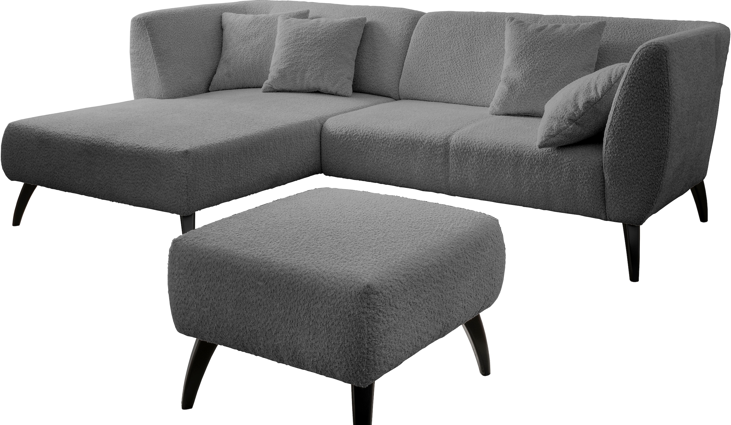 INOSIGN Ecksofa »Colori L-Form«, Holzfußfarbe wählbar, inkl. 4x Zierkissen