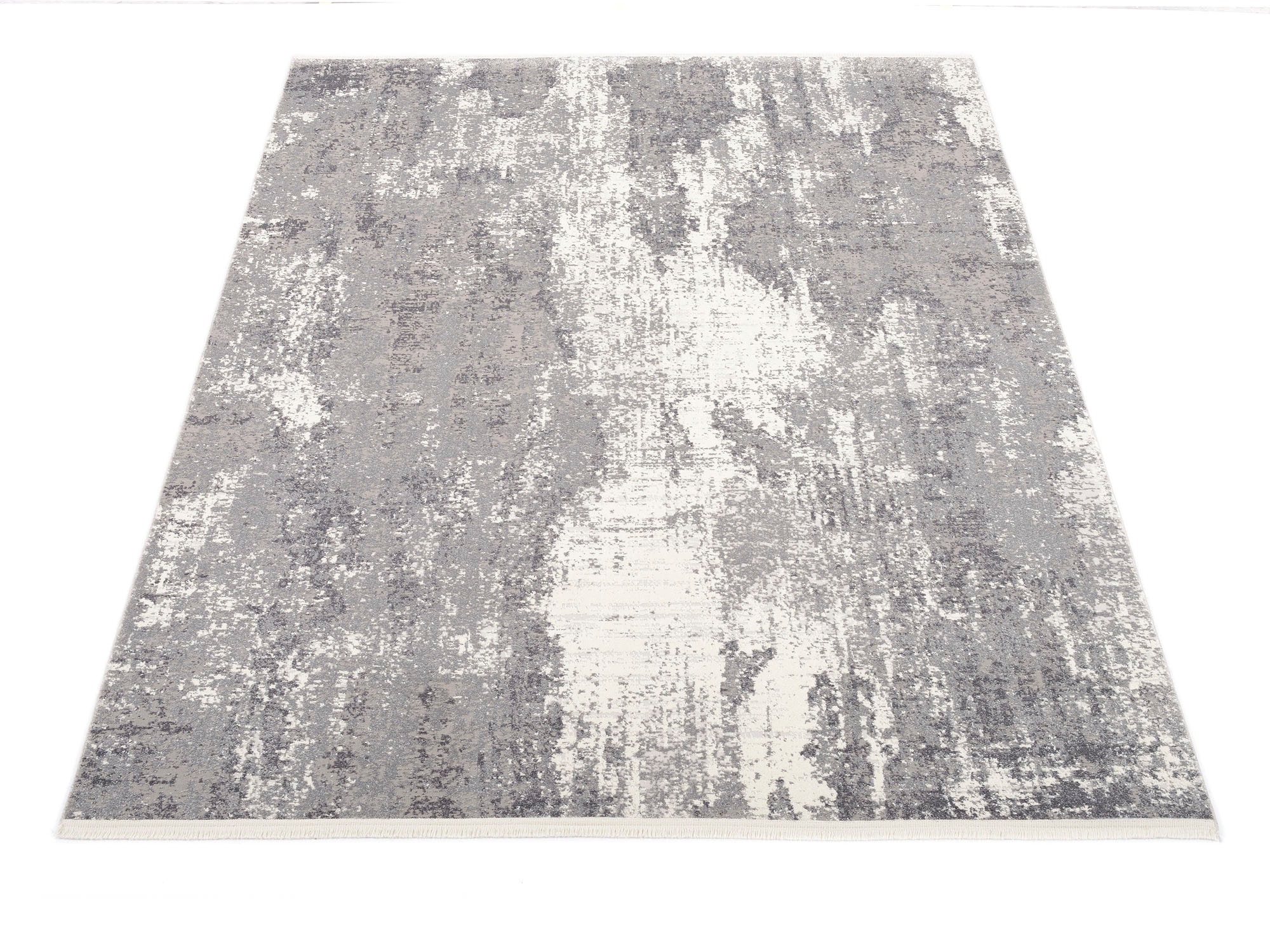 Teppich OCI DIE TEPPICHMARKE "TOP LARISSA", grau, B:240cm H:7mm L:340cm, Polypropylen (PP), Teppiche, Teppich, 3-D Hoch Tief Optik, mit Fransen, Wohnzimmer