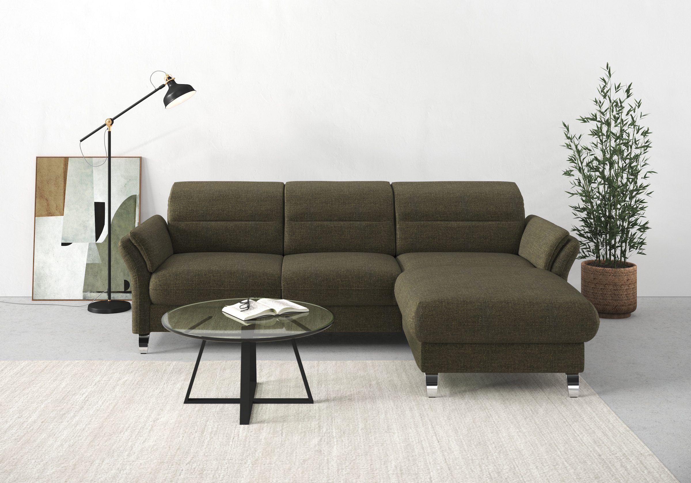 sit&more Ecksofa »Grenoble L-Form mit Federkern«, wahlweise mit Bettfunktion, Bettkasten, Arm- und Kopfteilverstellung