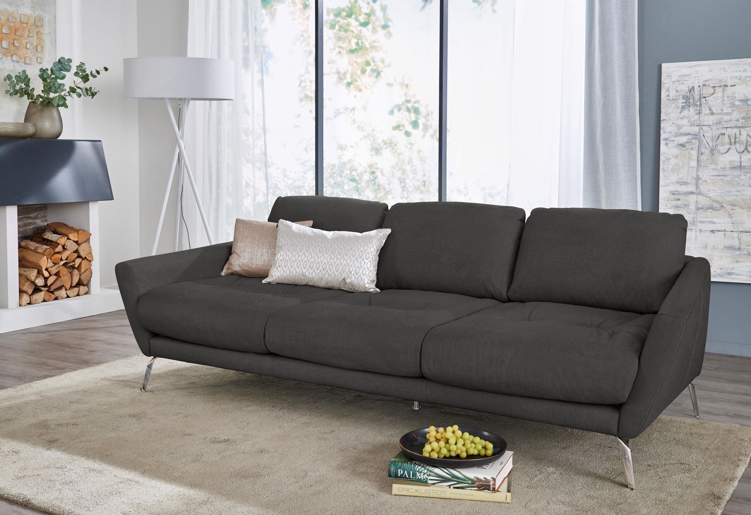 hülsta sofa 2-Sitzer »hs.450«, 164 BAUR niedrig, | Armlehne Fuß glänzend, Breite chromfarben bestellen cm