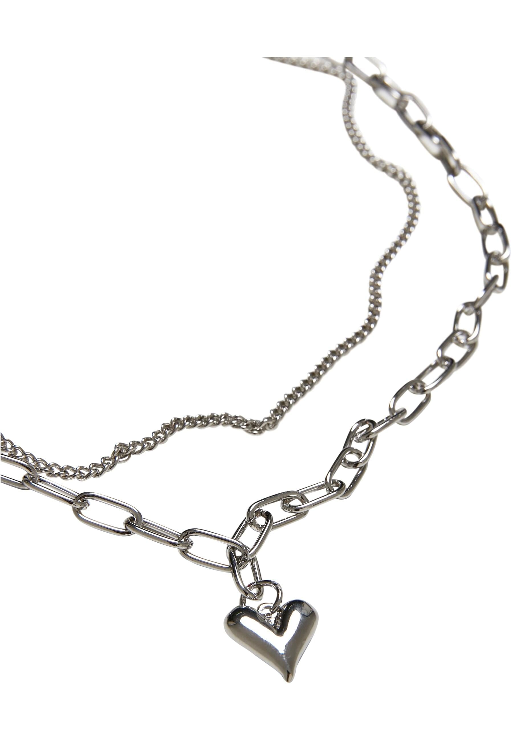 URBAN CLASSICS Edelstahlkette »Urban Classics Unisex Heart Icon Layering Necklace«