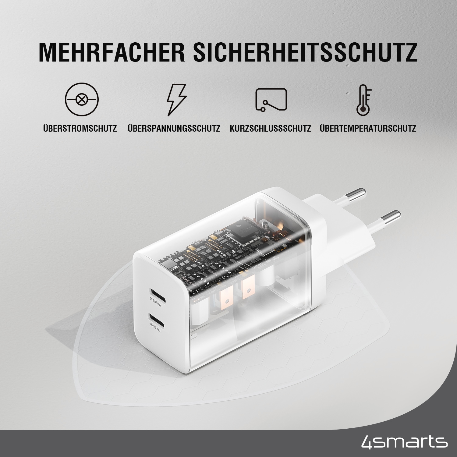 4smarts USB-Ladegerät »Ladegerät PDPlug Dual 45W GaN 2xUSB-C«