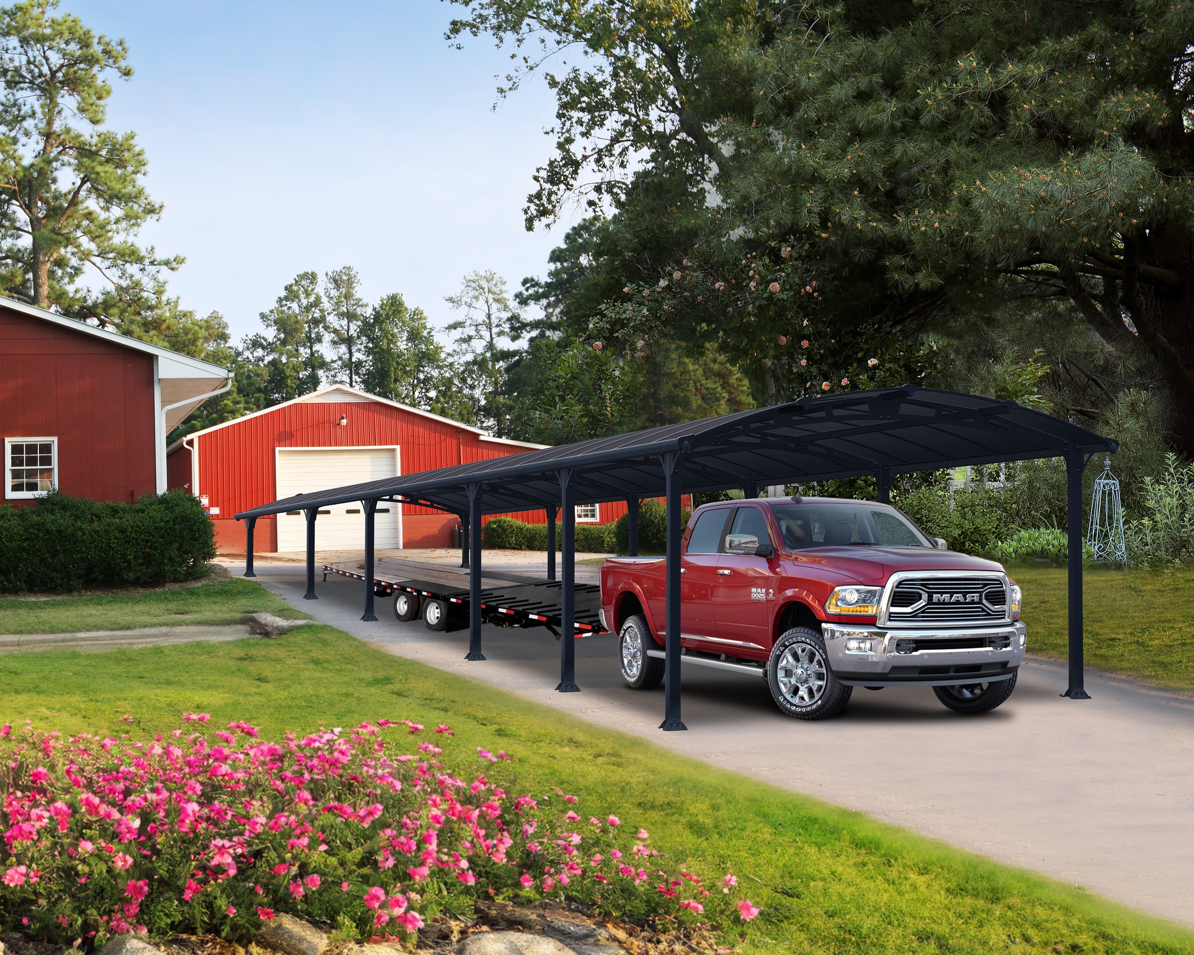 Einzelcarport, grau, PALRAM - CANOPIA, Carports, "Arcadia", wartungsfrei