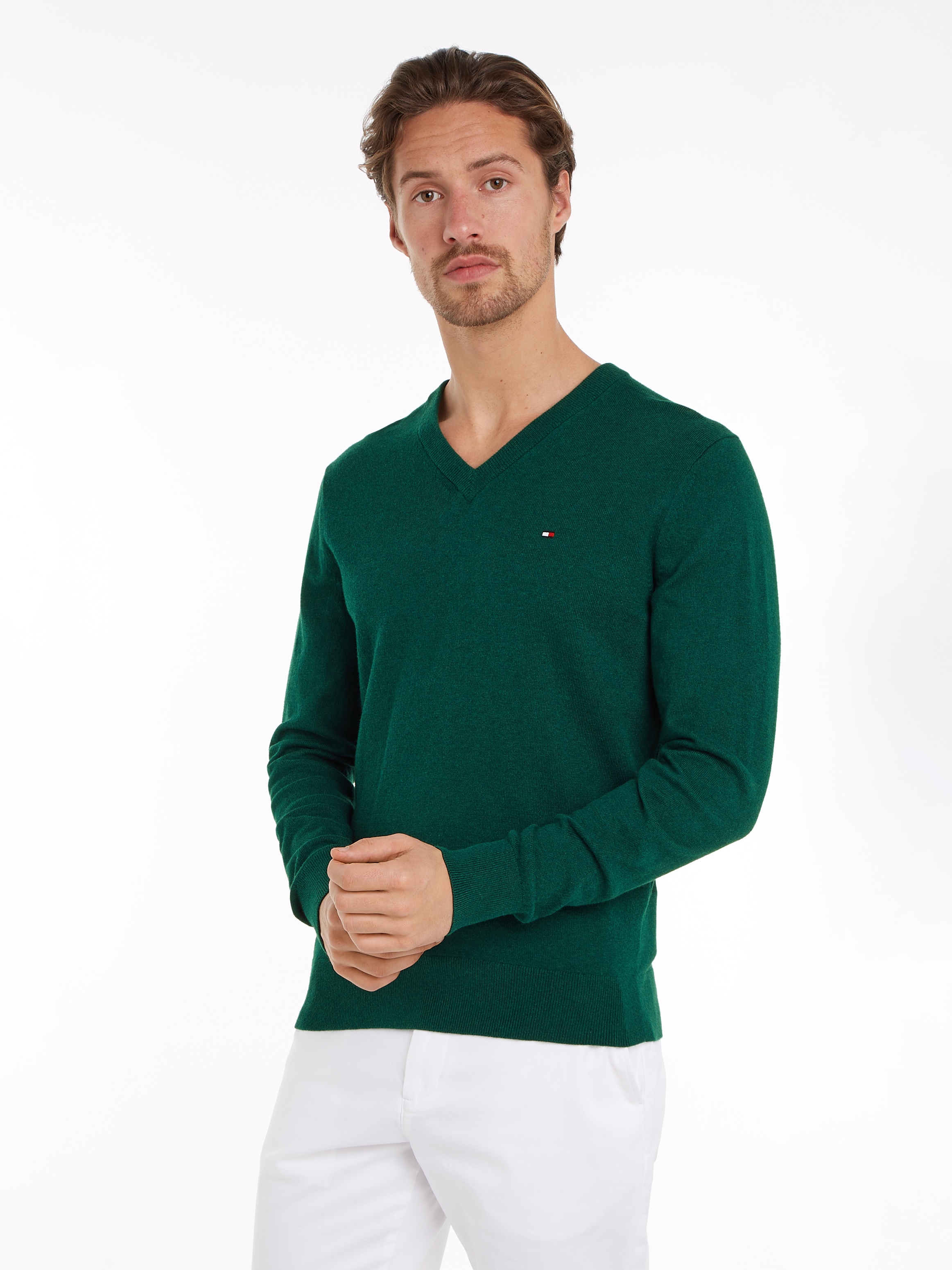 Tommy Hilfiger V-Ausschnitt-Pullover "PIMA ORG CTN CASHMERE V NECK" günstig online kaufen