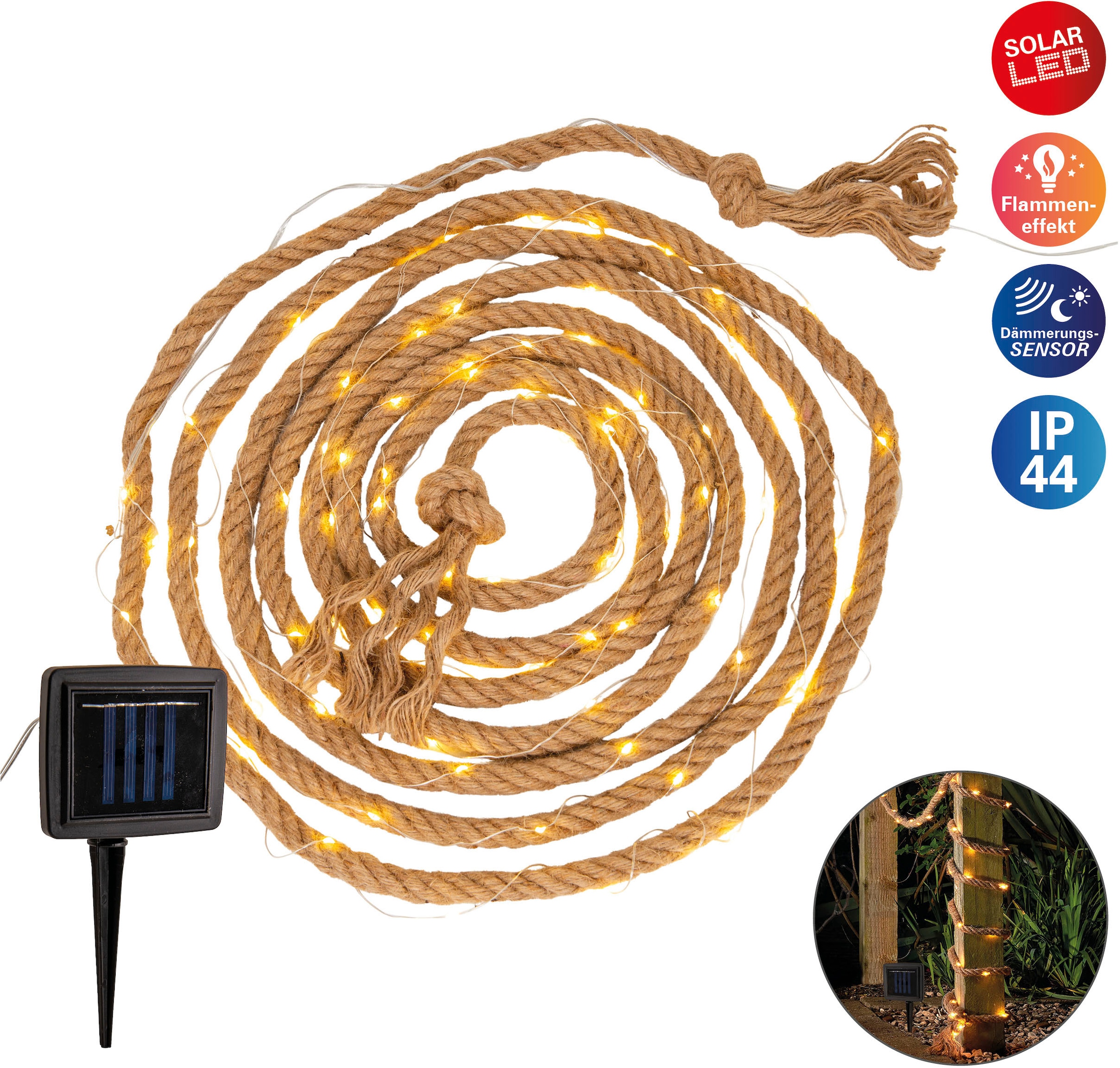 näve LED Solarleuchte "Solar-Lichterkette "CANAMO"" 1 Stk. Warmweiß Inkl. D günstig online kaufen