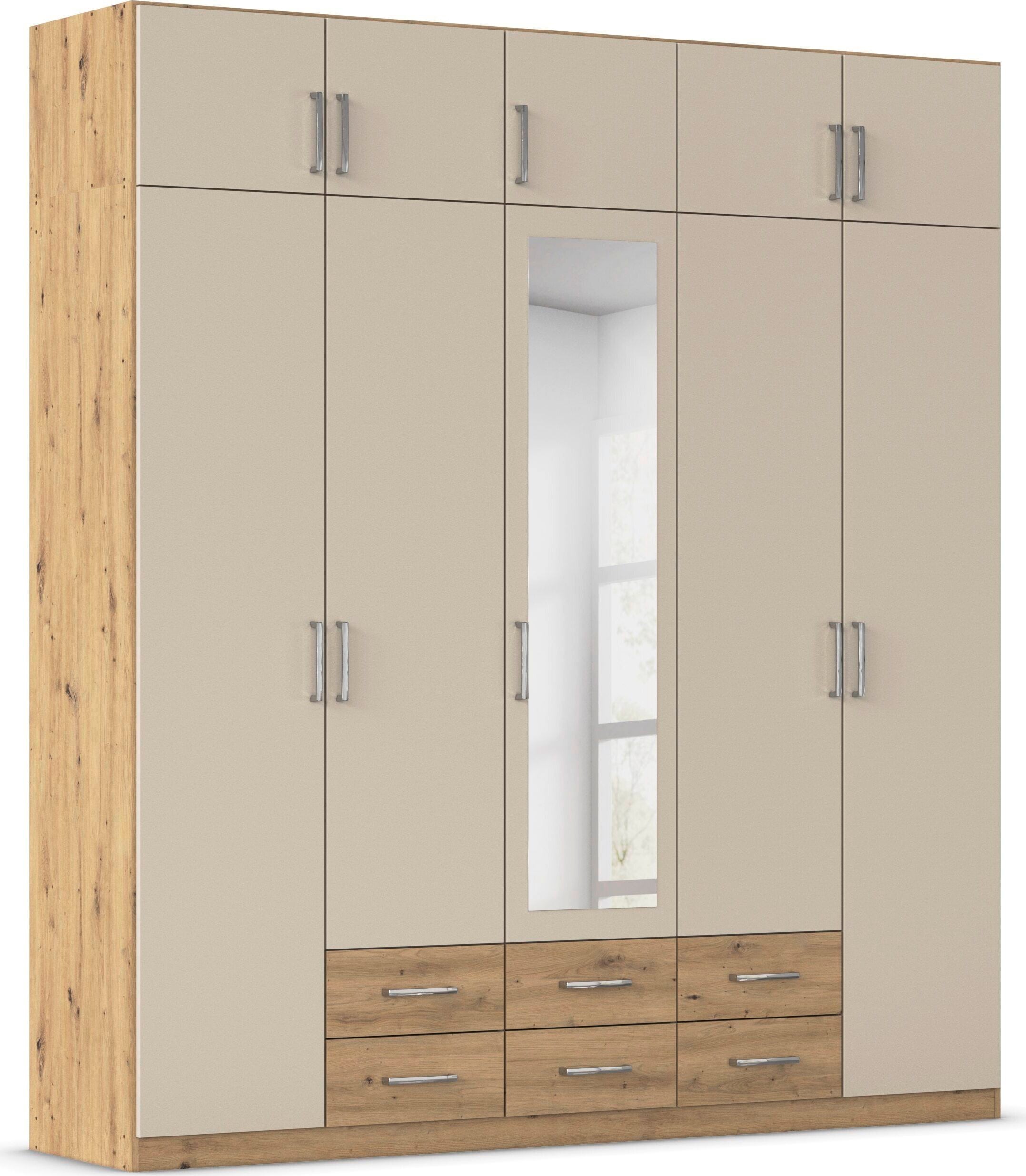 rauch Kleiderschrank "Schrank Garderobe Wäscheschrank GAMMA in 4 Breiten 91-226 cm" 3 verschiedene Ausstattungen BASIC/CLASSIC/PREMIUM (inkl. SOFT-CLOSE), mit Schubladen und Schrankaufsatz sowie Spiegel MADE IN GERMANY