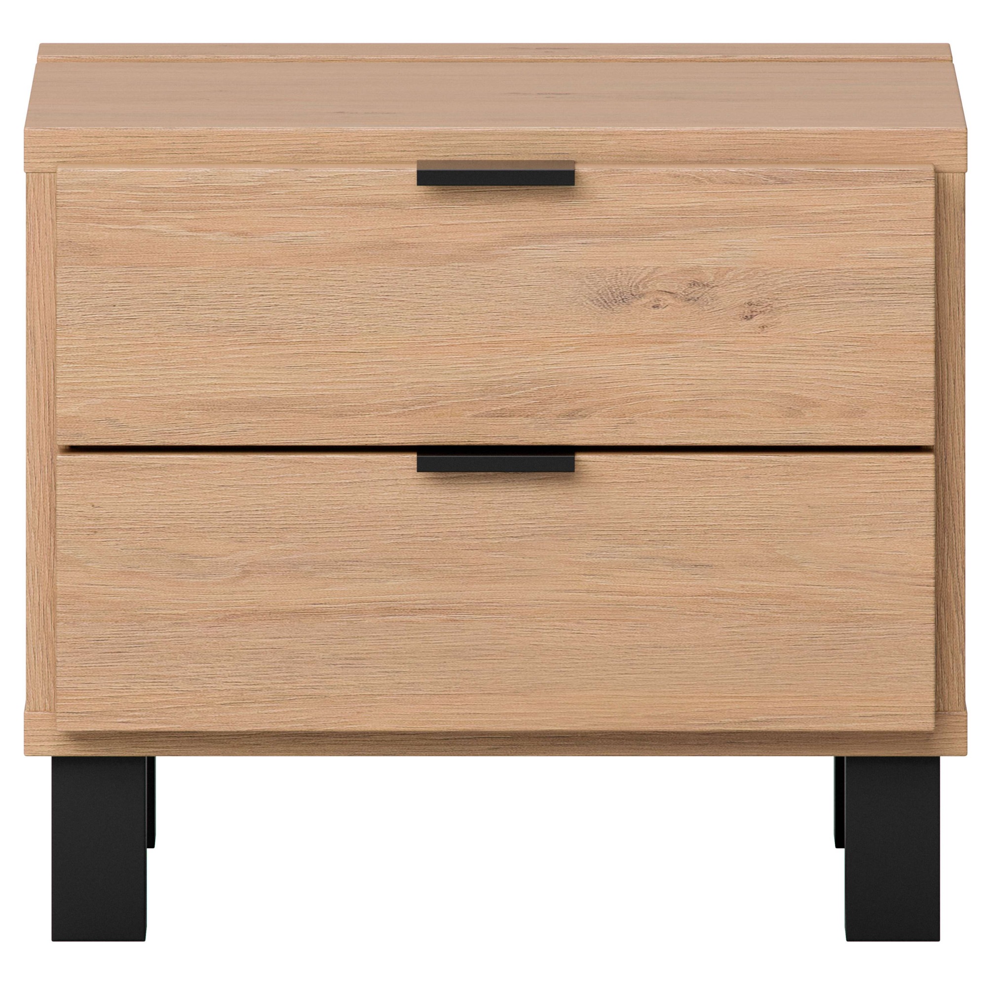 VOX Nachttisch »SIMPLE, obere Schublade mit Beleuchtung, 2 Schubladen, Metallgriffe« B/T/H: 45/38/39 cm,  Nachtschrank in 3 Farben erhältlich, Metallgriffe