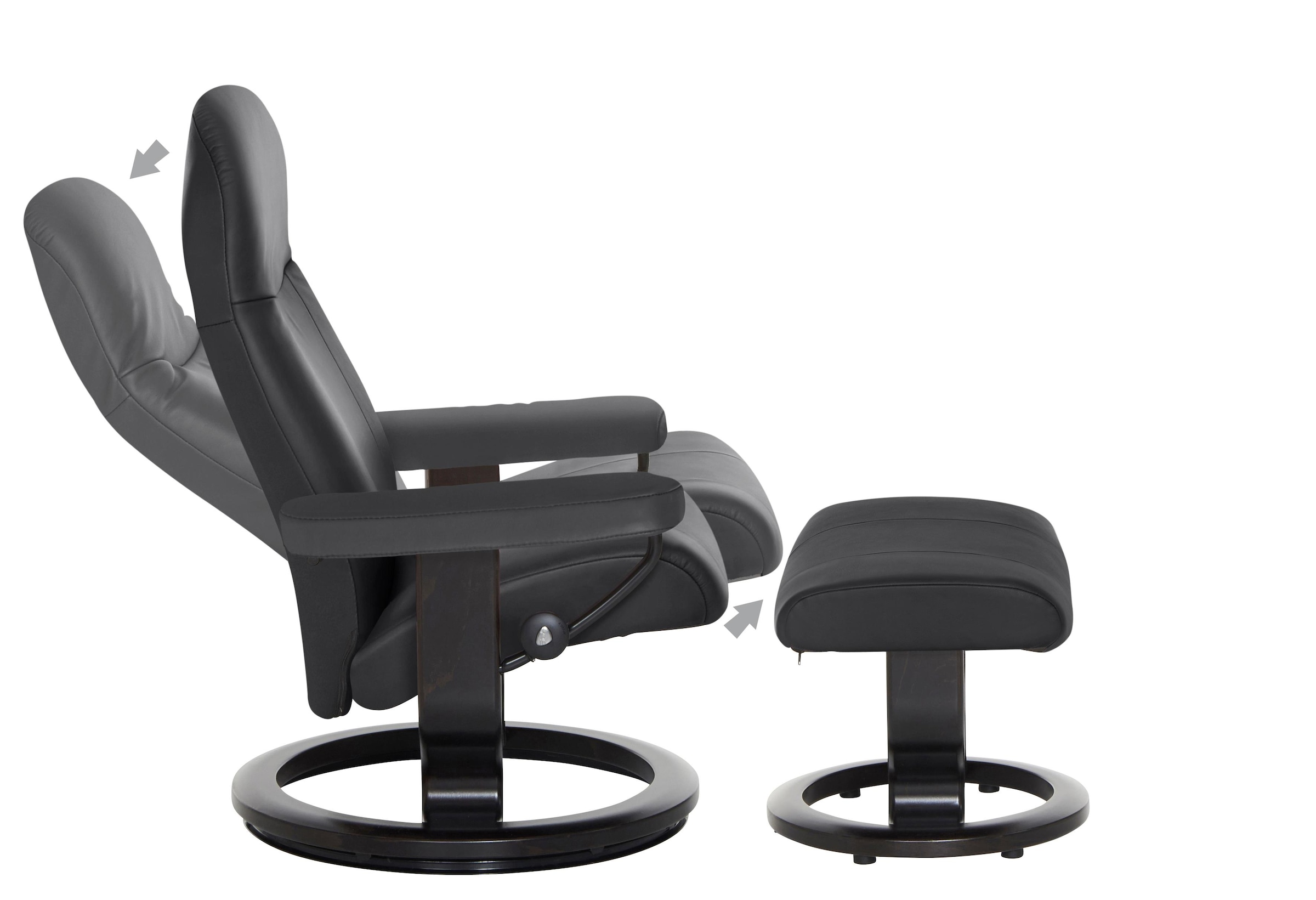 Stressless® Relaxsessel »Garda«, (Set, Relaxsessel mit Hocker), mit Hocker, mit Classic Base, Größe M, Gestell Wenge