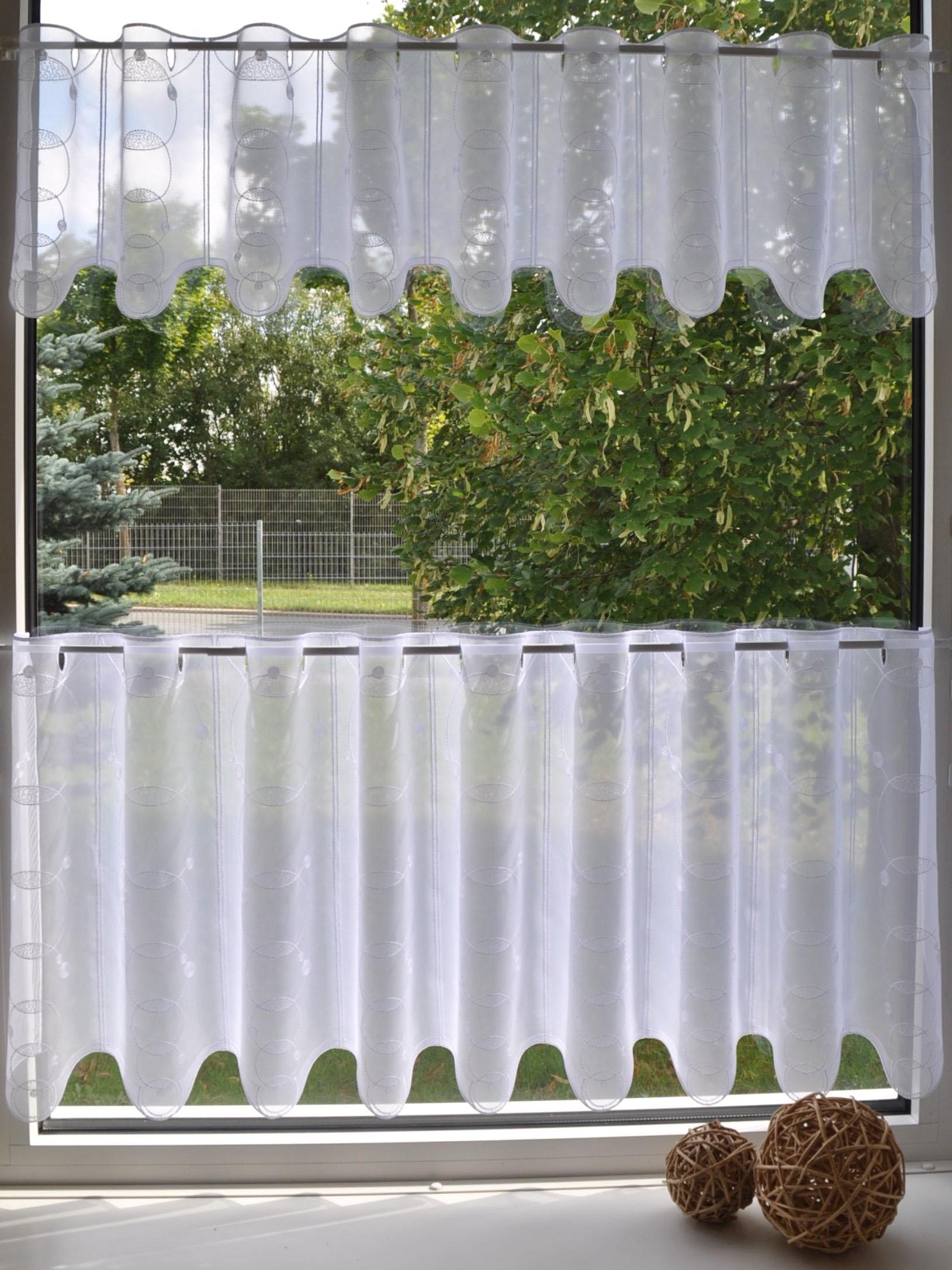 Stickereien Plauen Scheibengardine "Punta" Stangendurchzug 1 Stk. tlg. günstig online kaufen