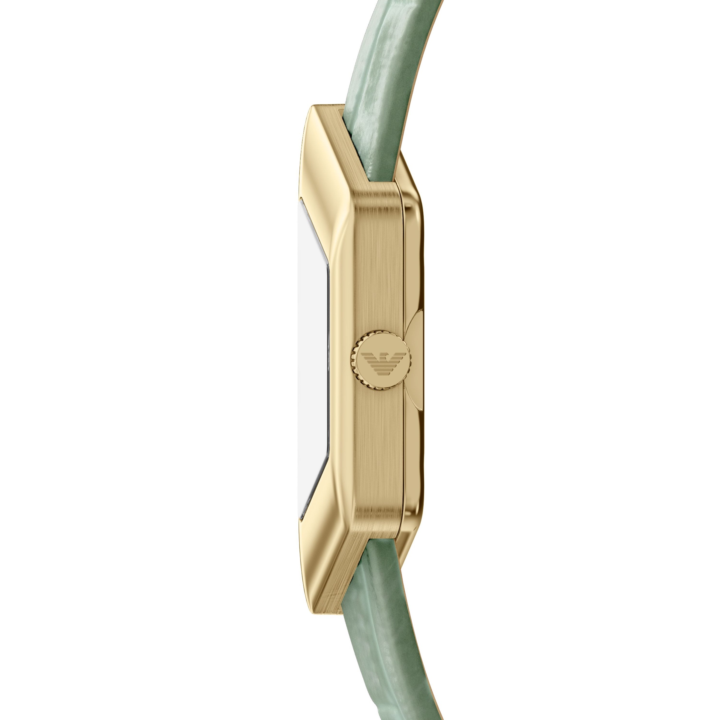 Emporio Armani Quarzuhr Armbanduhr, Lederarmband, analog, Glassteine