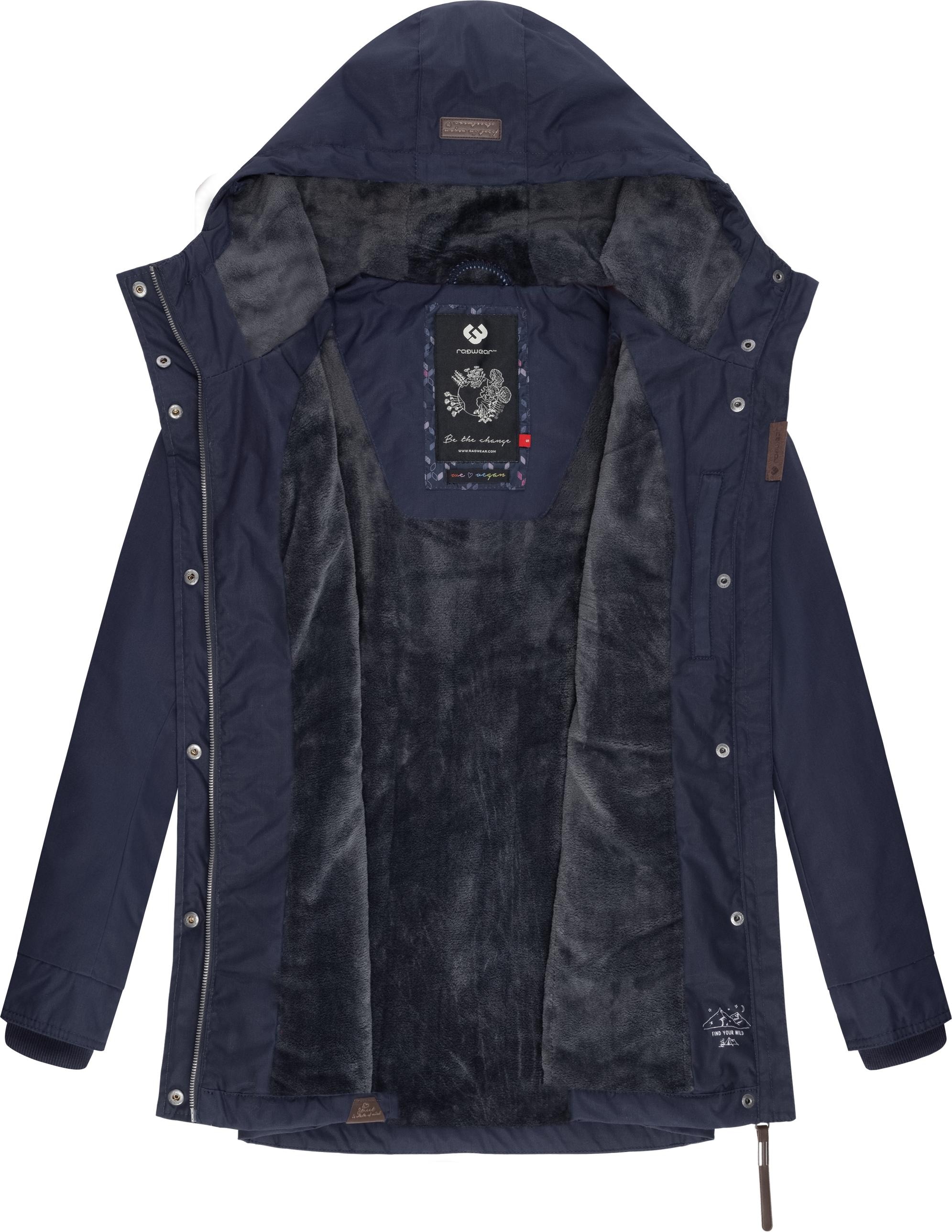 Ragwear Winterjacke »Monadis Black die für | kaufen für stylischer Kapuze, kalte Winterparka Label«, BAUR mit Jahreszeit