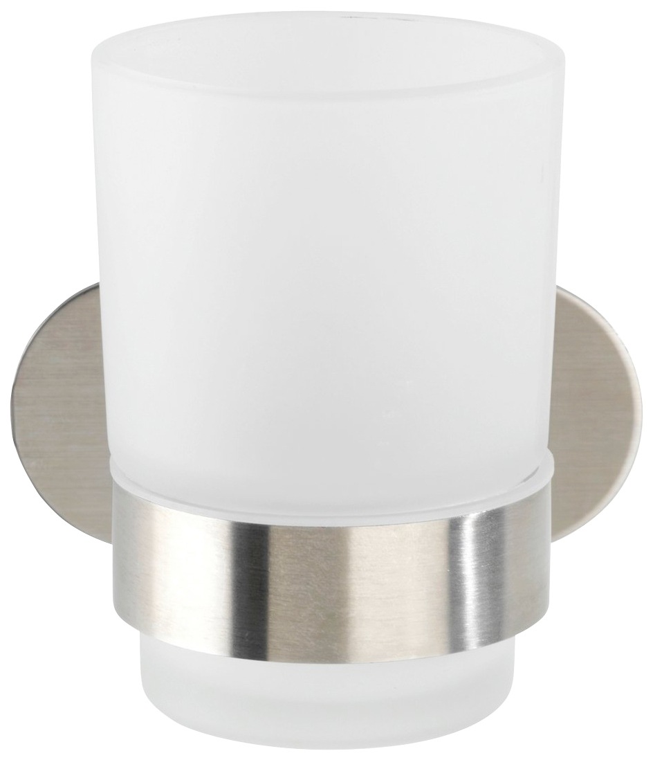 WENKO Zahnputzbecher "Orea" mit Wandhalterung ohne Bohren, Edelstahl, satin günstig online kaufen