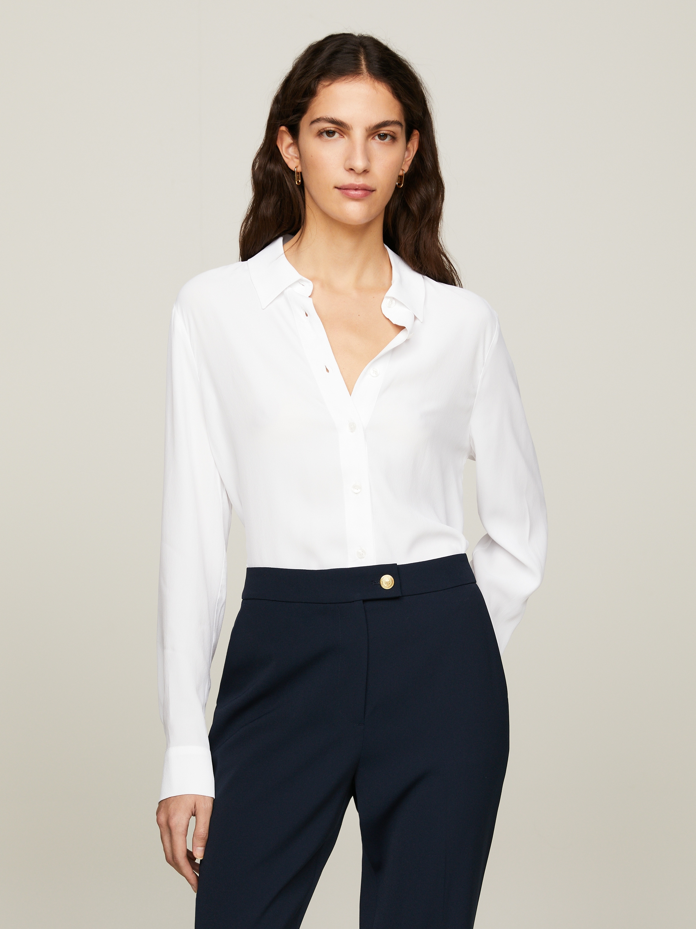 Tommy Hilfiger Hemdbluse "FLUID VIS CREPE REGULAR SHIRT LS", mit Seitenschl günstig online kaufen