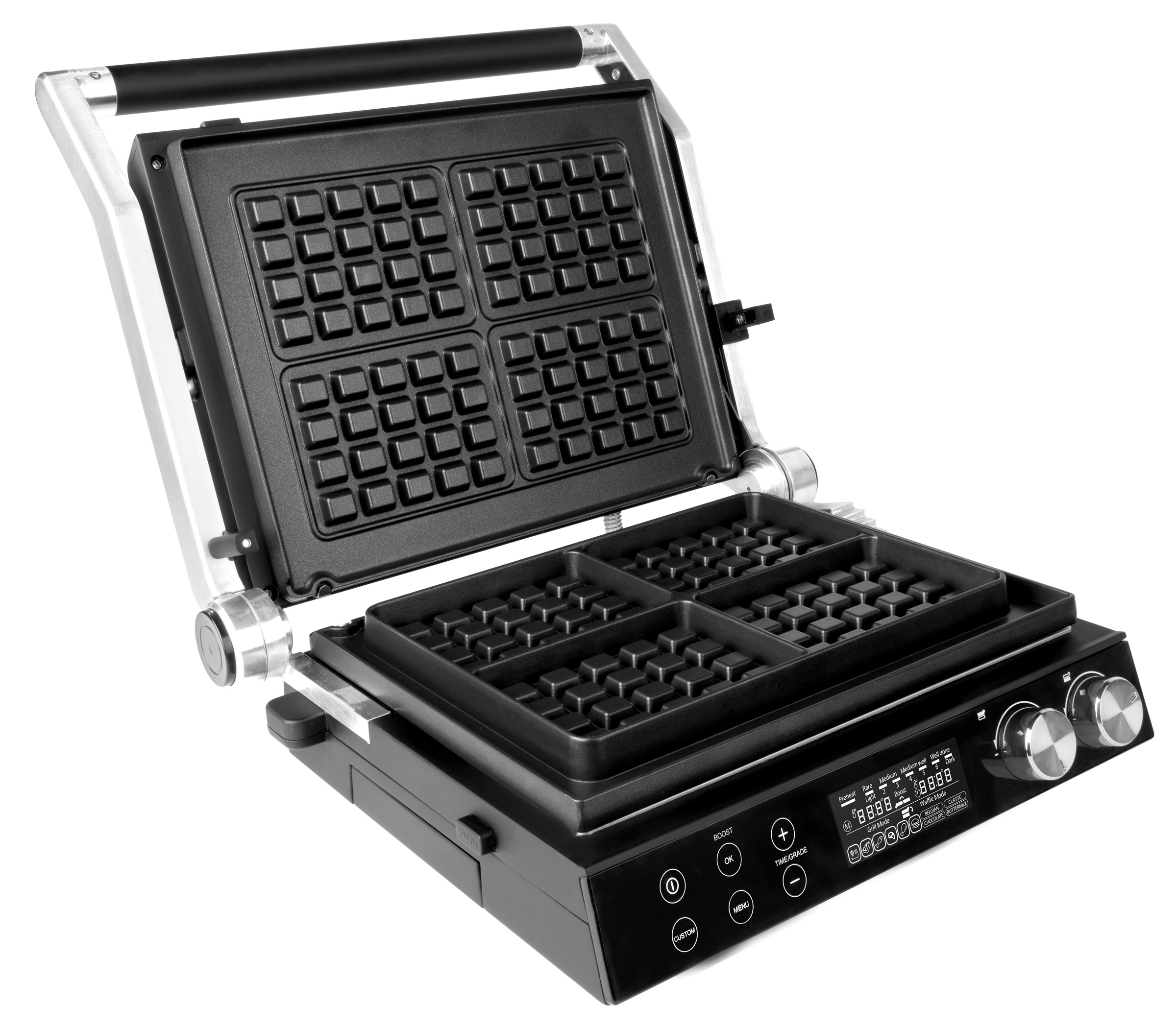 Kontaktgrill GASTROBACK "Gourmet Multigrill BBQ Pro Smart", schwarz, Kontaktgrill_Standgrill_Tischgrill_Teppanyakigrill, Intuitive Bedienung: LCD-Display & Drehregler für volle Kontrolle 2