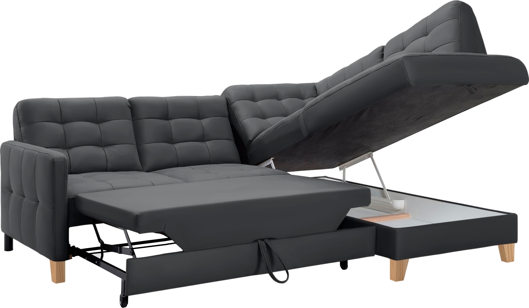 exxpo - sofa fashion Ecksofa »Elio, kompakt und komfortabel, bequem, zeitloses Design, L-Form«, wahlweise mit Bettfunktion und Bettkasten