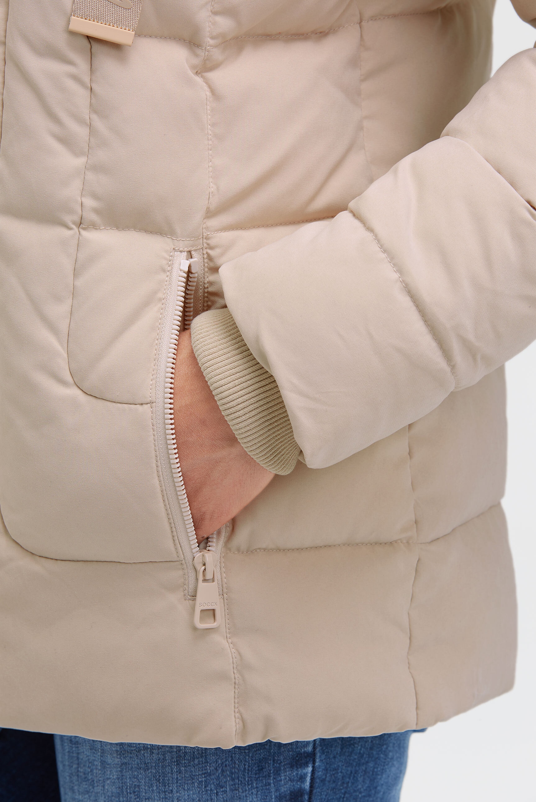 SOCCX Winterjacke mit Kapuze mit Reißverschluss an den Einschubtaschen