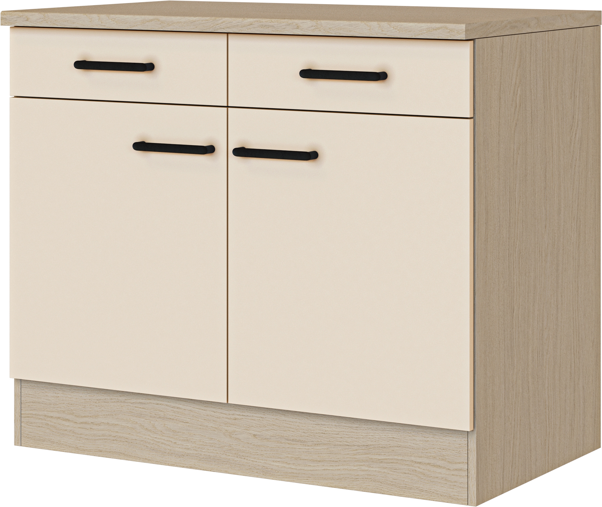 Flex-Well Unterschrank "Creso" 1 Stk. tlg. mit Einlegeboden, Arbeitsplatte und Metallgriffe