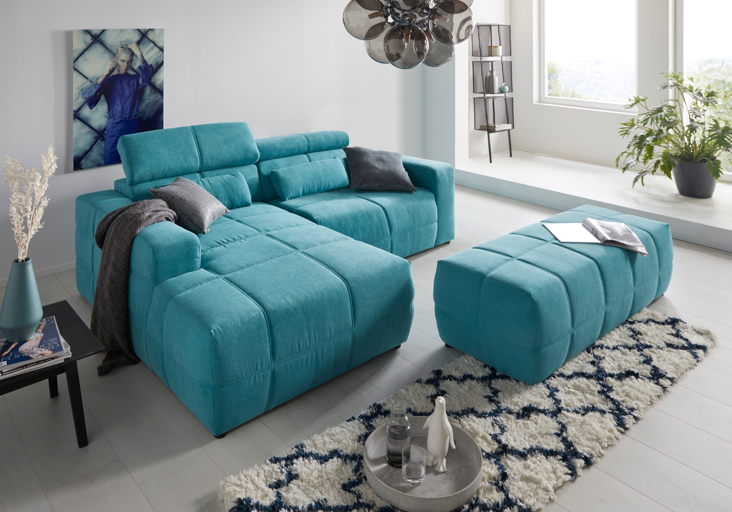 DOMO collection Ecksofa "Brandon, inkl. Kopfteilverstellung, B/T/H: 214/100 günstig online kaufen