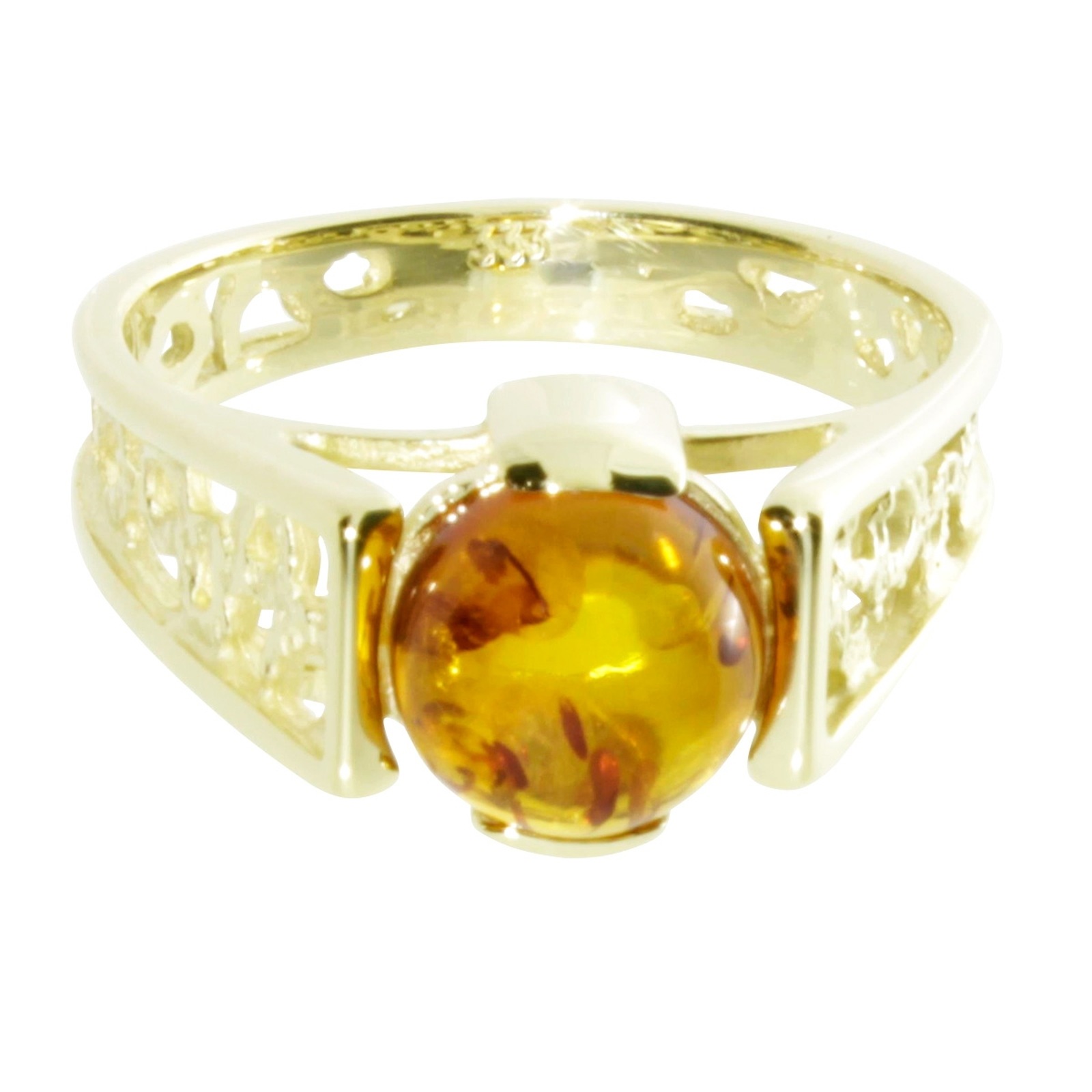 Fingerring OSTSEE-SCHMUCK "- Kiruna - Gold 333/000 - Bernstein" Gr. 62, gold (gold 333, goldfarben, gelb), Fingerringe, Damen, 62, Fingerring 2