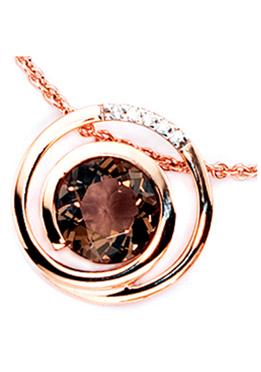 JOBO Kettenanhänger »Anhänger mit Rauchquarz und 5 Diamanten«, 585 Roségold