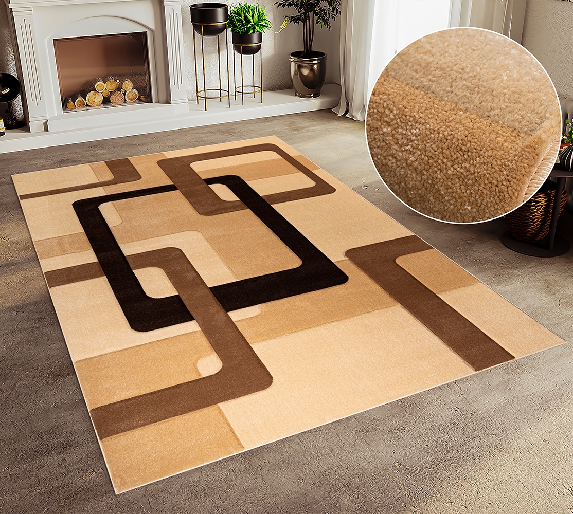 OTTO home Teppich "Maxim" rechteckig 13 mm Höhe Hoch-Tief-Effekt, Kurzflor, 3D-Design, Kundenliebling