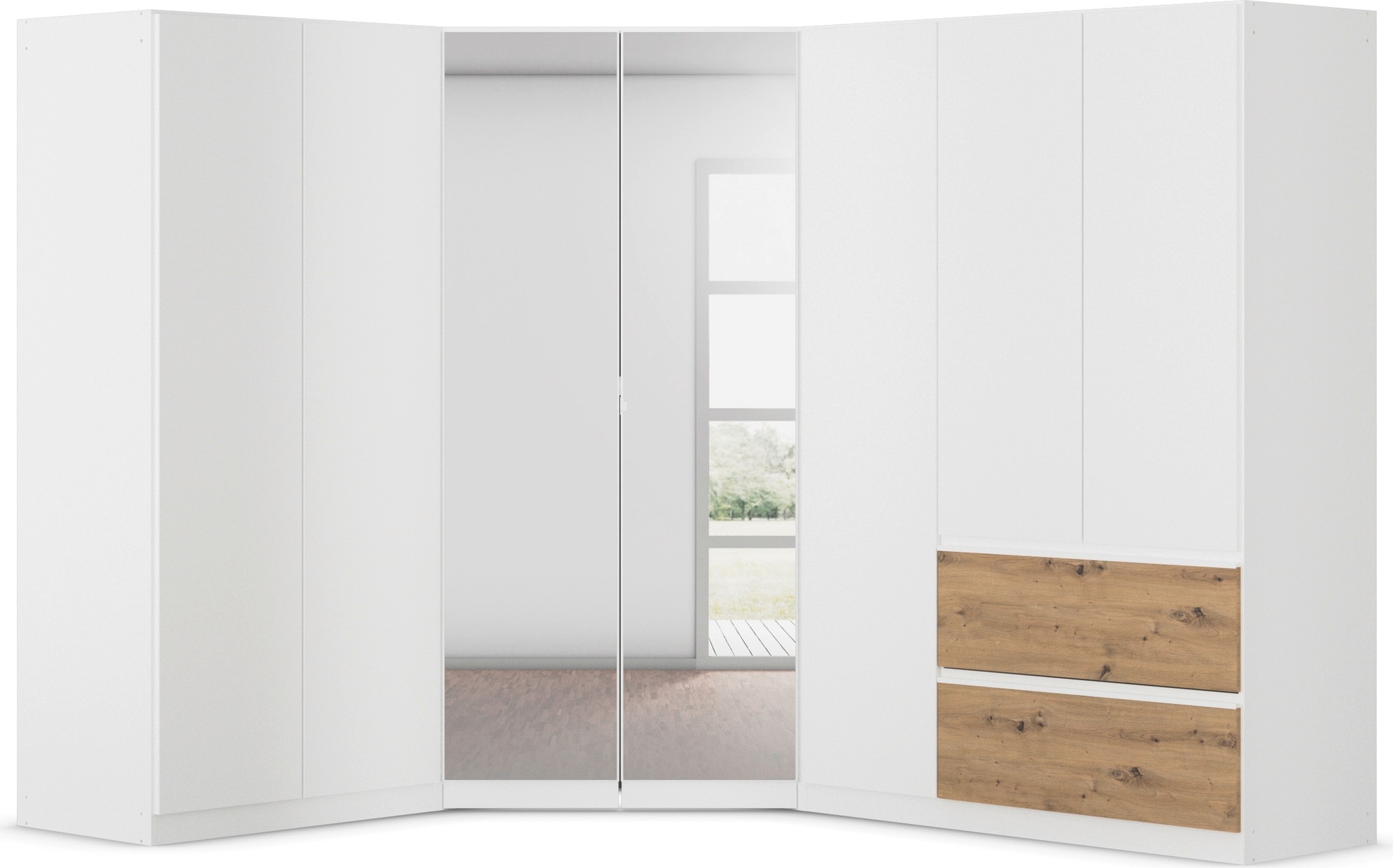 rauch Schrank-Set "Costa", mit Schubkästen und Spiegeltüren, grifflose Front, Push-to-Open